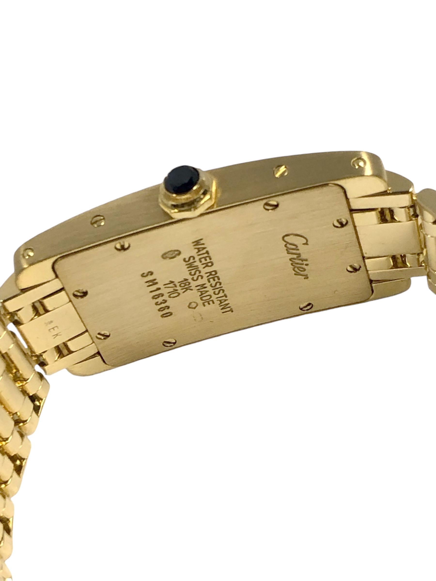Cartier Tank American Damen 18K Gelbgold Armband Armbanduhr im Zustand „Hervorragend“ in Chicago, IL