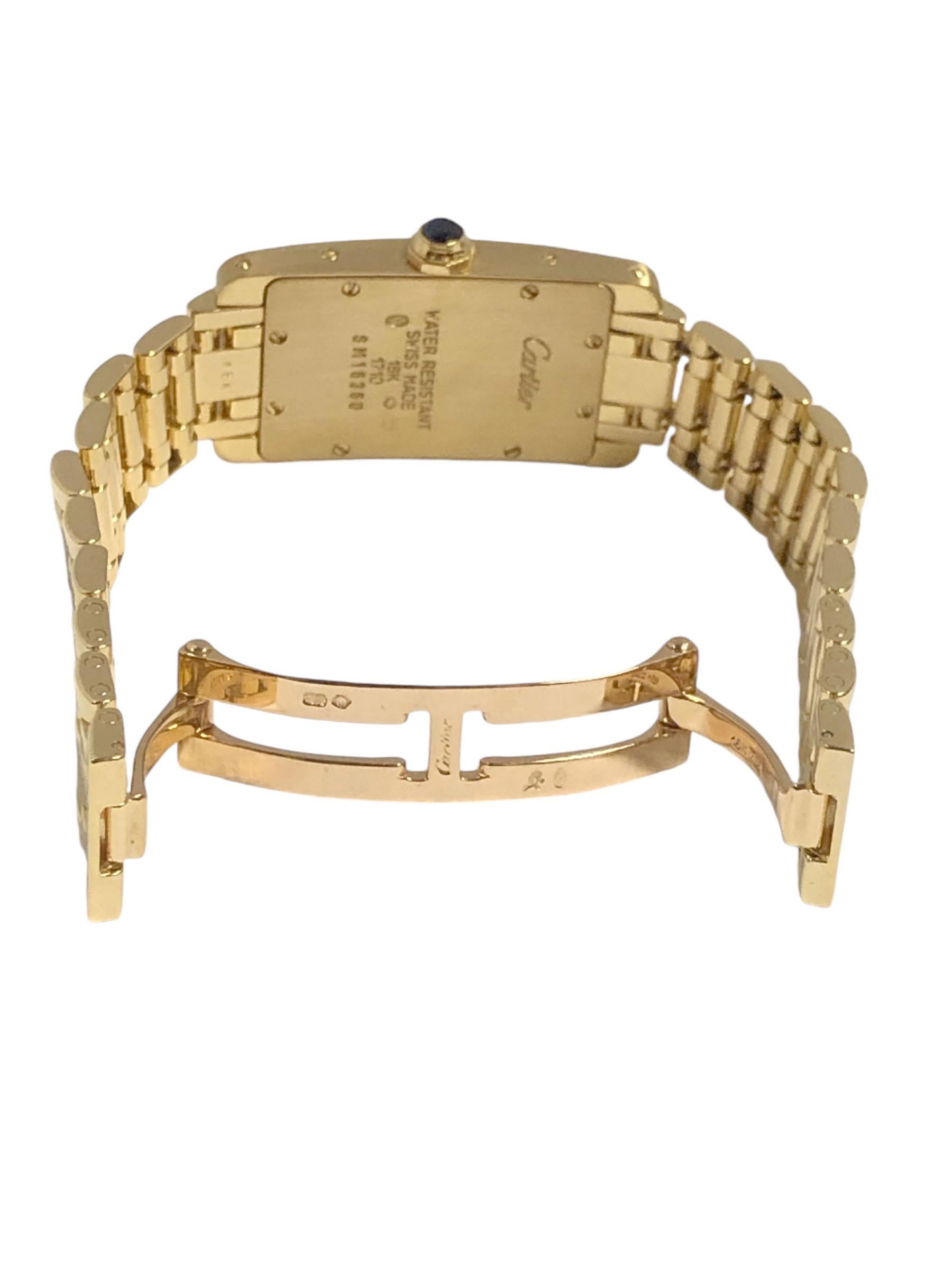 Cartier Tank American Damen 18K Gelbgold Armband Armbanduhr 1