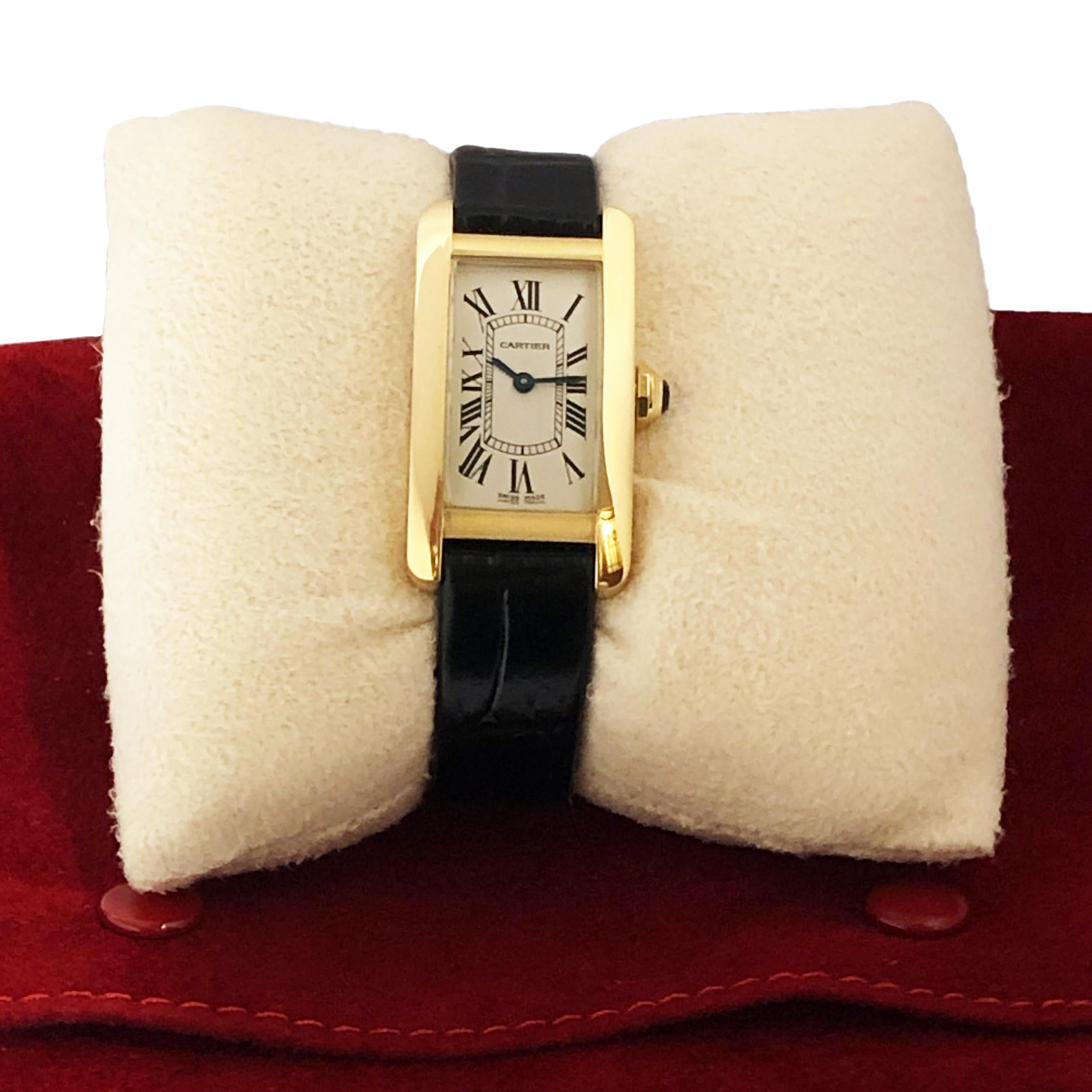 Cartier Tank American Ladies Yellow Gold Quartz Wristwatch 2