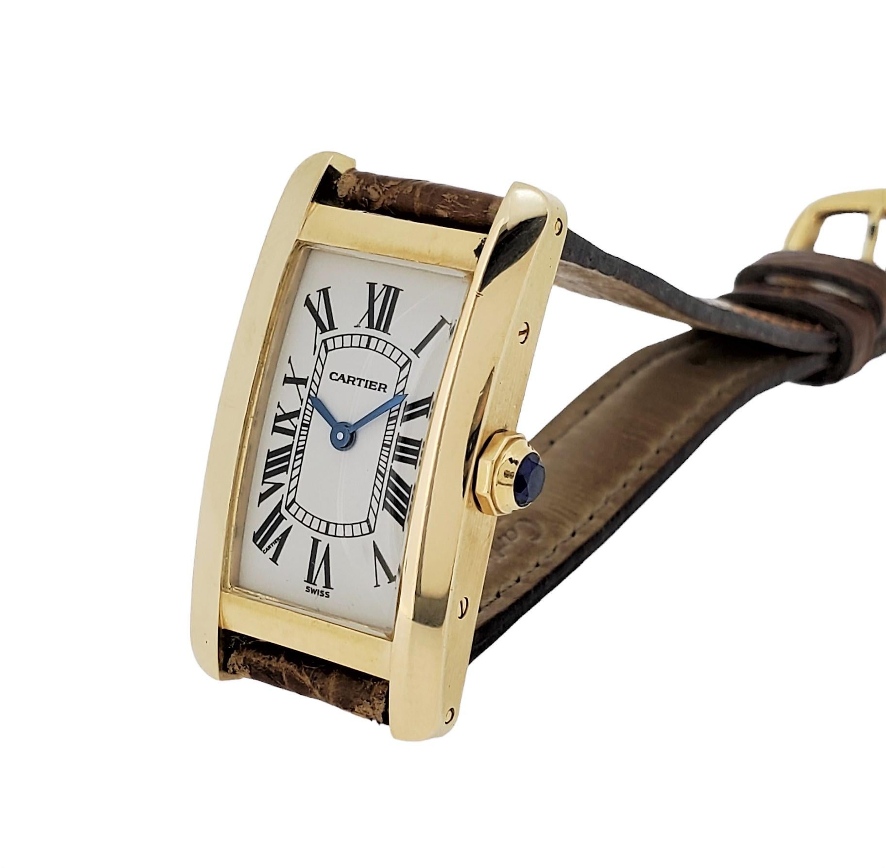 Cartier Tank Americane Mm Ladies 18k; Discontinued, circa 1990s For Sale 1