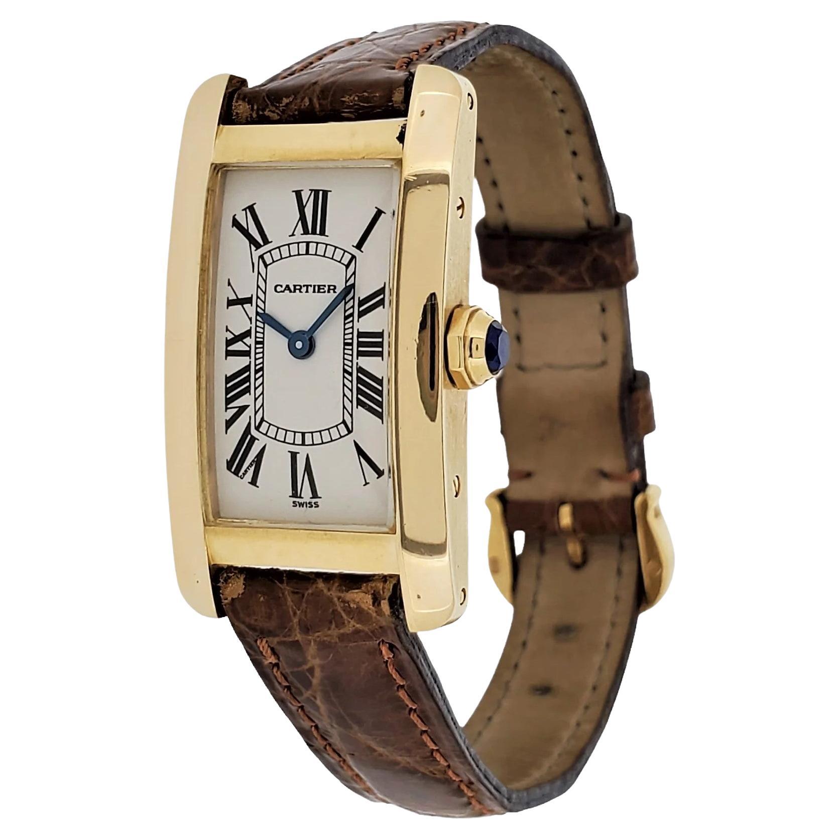 Cartier - Tank Americane  MM Ladies 18K ; Discontinued Circa 1990's en vente