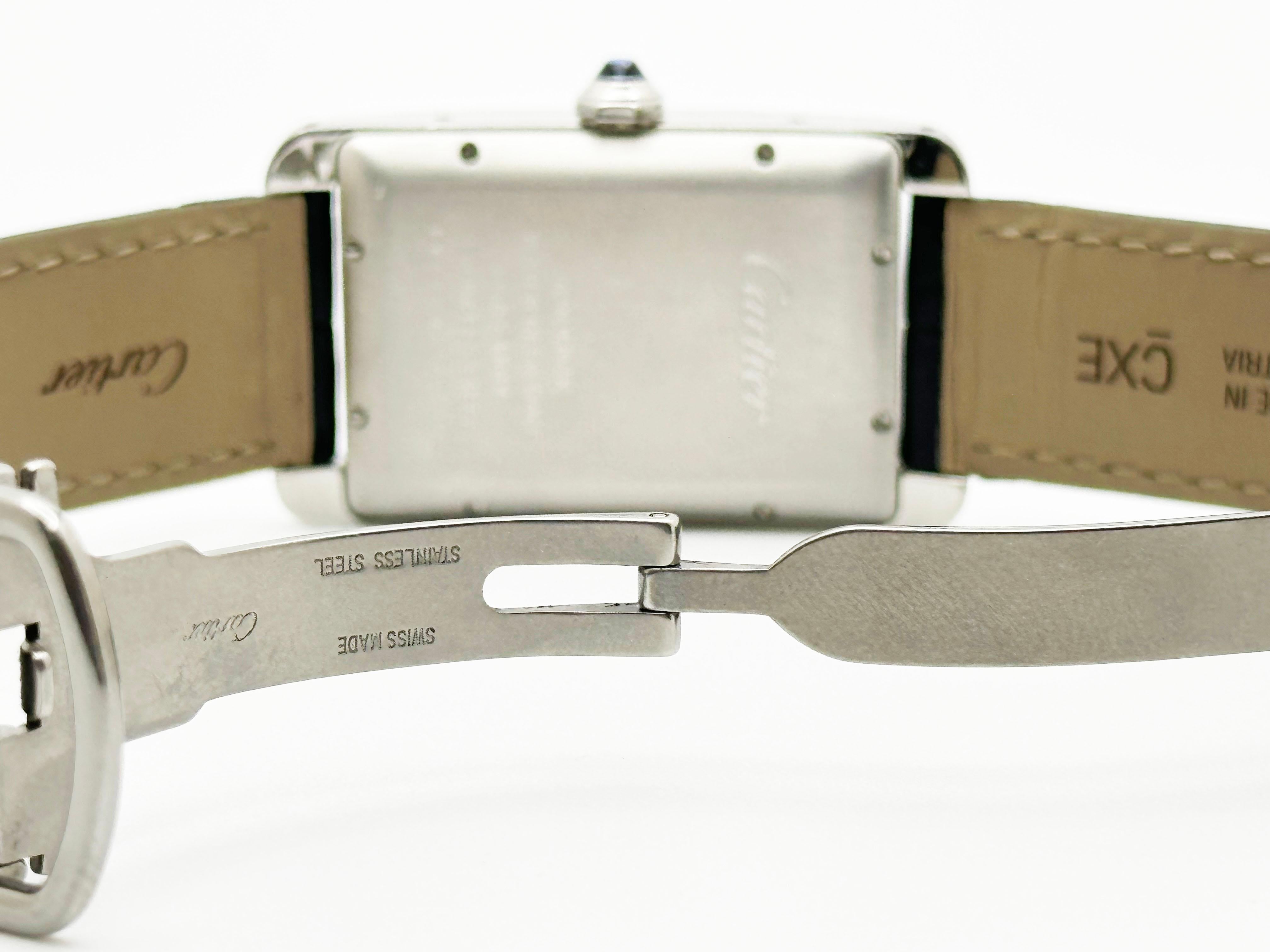 da uomo o donna Cartier Tank Americane Ref 3972 Cinturino in acciaio inossidabile Scatola Libretto in vendita
