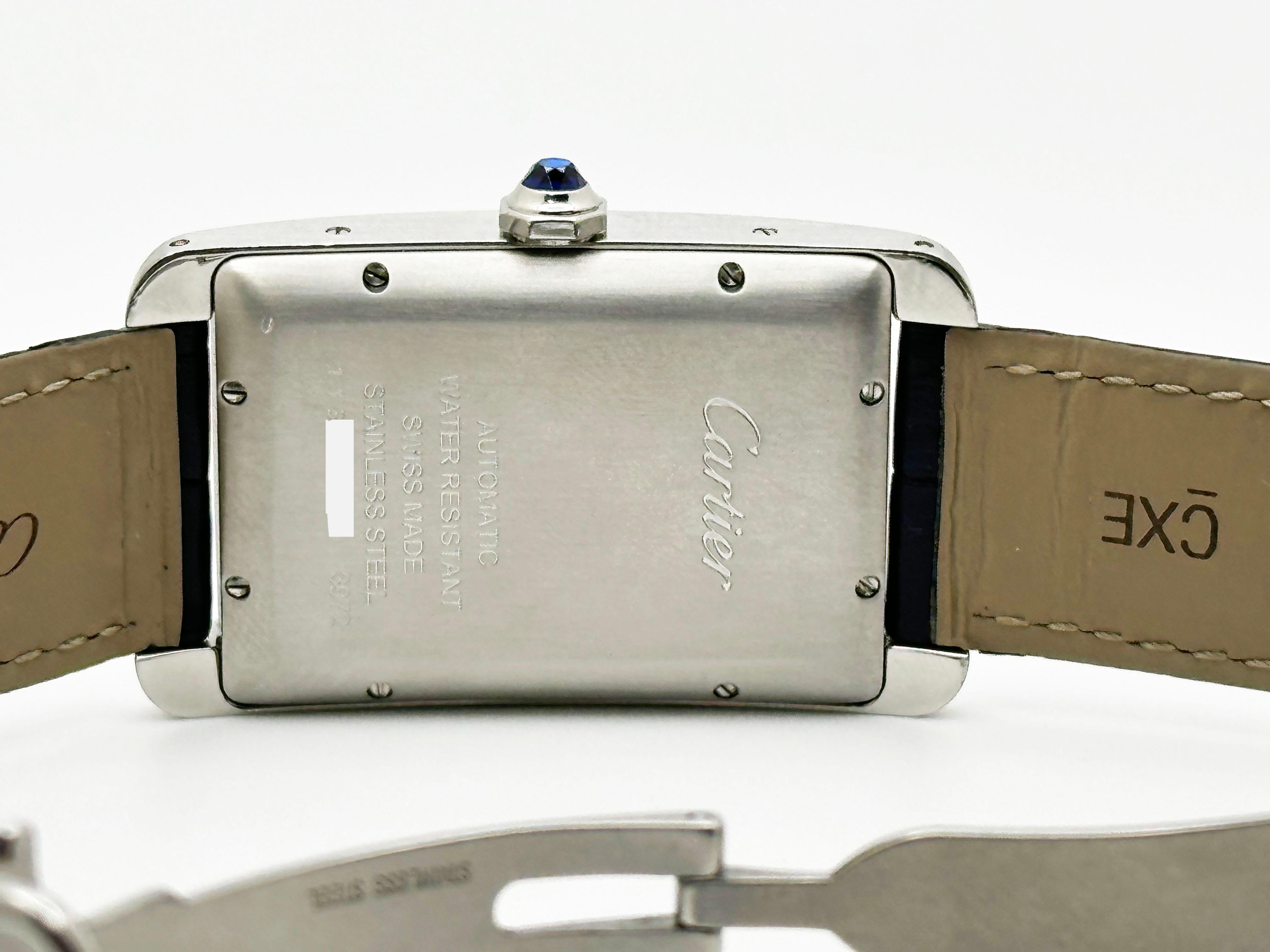 Cartier Tank Americane Ref 3972 Cinturino in acciaio inossidabile Scatola Libretto in vendita 1