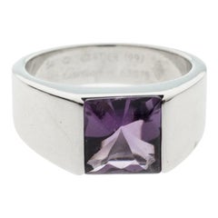 Cartier Tank Amethyst 18K White Gold Ring Size 54