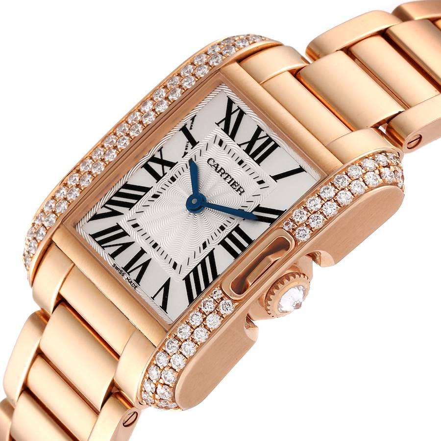 Cartier Tank Anglaise 18K Rose Gold Diamond Ladies Watch WT100002 In Excellent Condition In Atlanta, GA