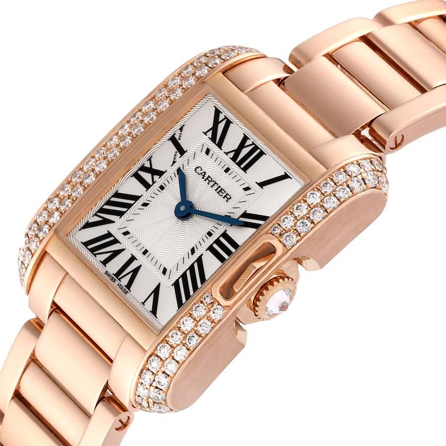Cartier Tank Anglaise 18K Rose Gold Diamond Ladies Watch WT100002 In Excellent Condition For Sale In Atlanta, GA