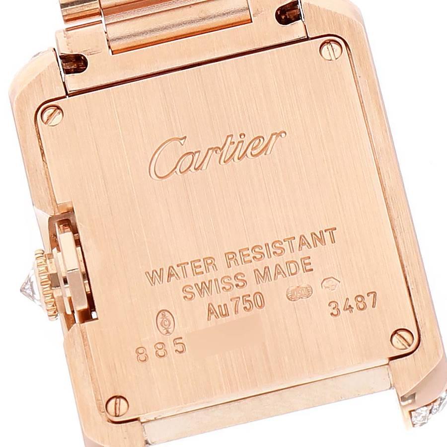 Women's Cartier Tank Anglaise 18K Rose Gold Diamond Ladies Watch WT100002 For Sale