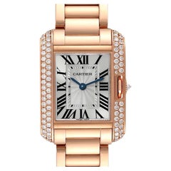 Cartier Tank Anglaise 18K Rose Gold Diamond Ladies Watch WT100002