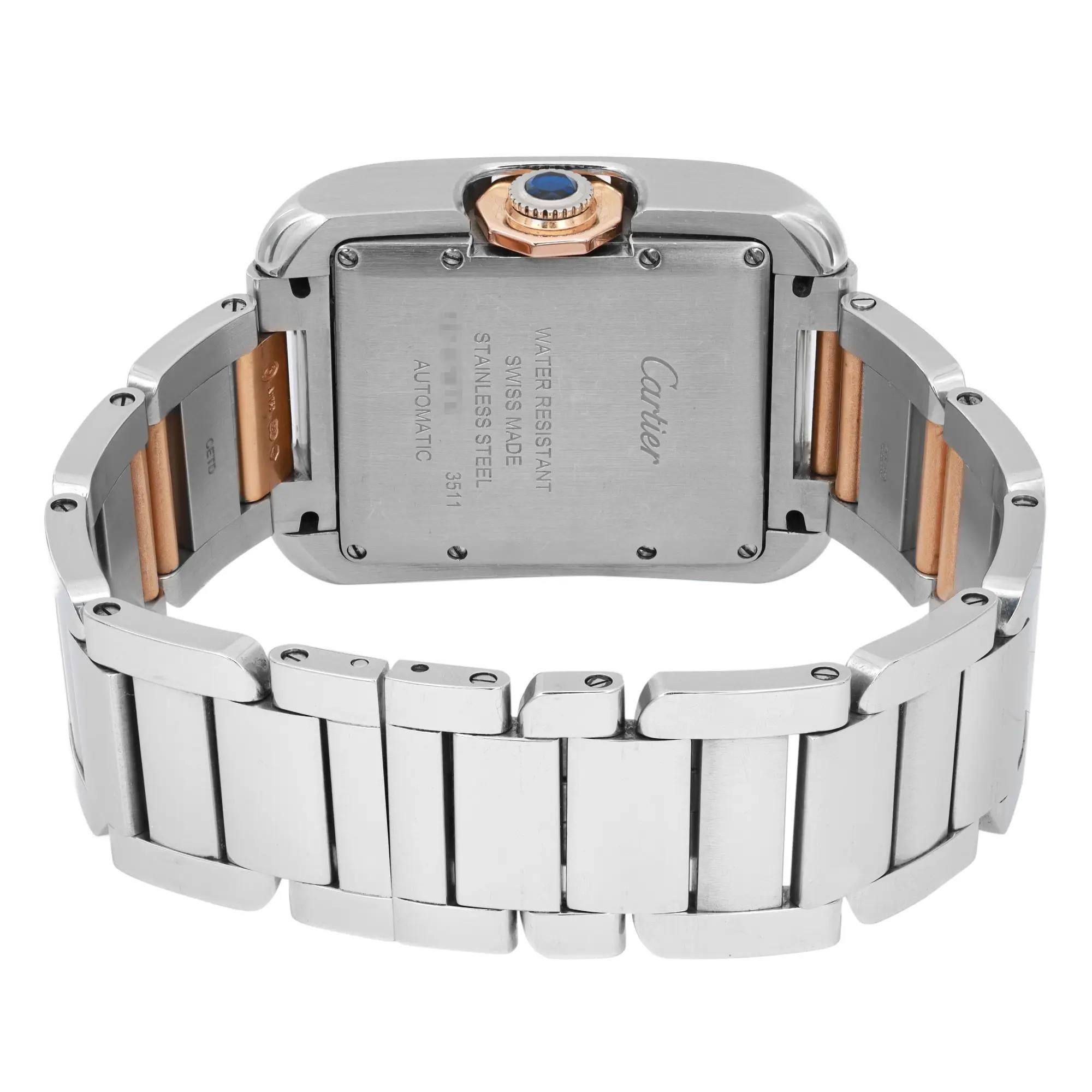 Women's Cartier Tank Anglaise 18k Rose Gold Steel Silver Diamond Dial Ladies Watch 3511