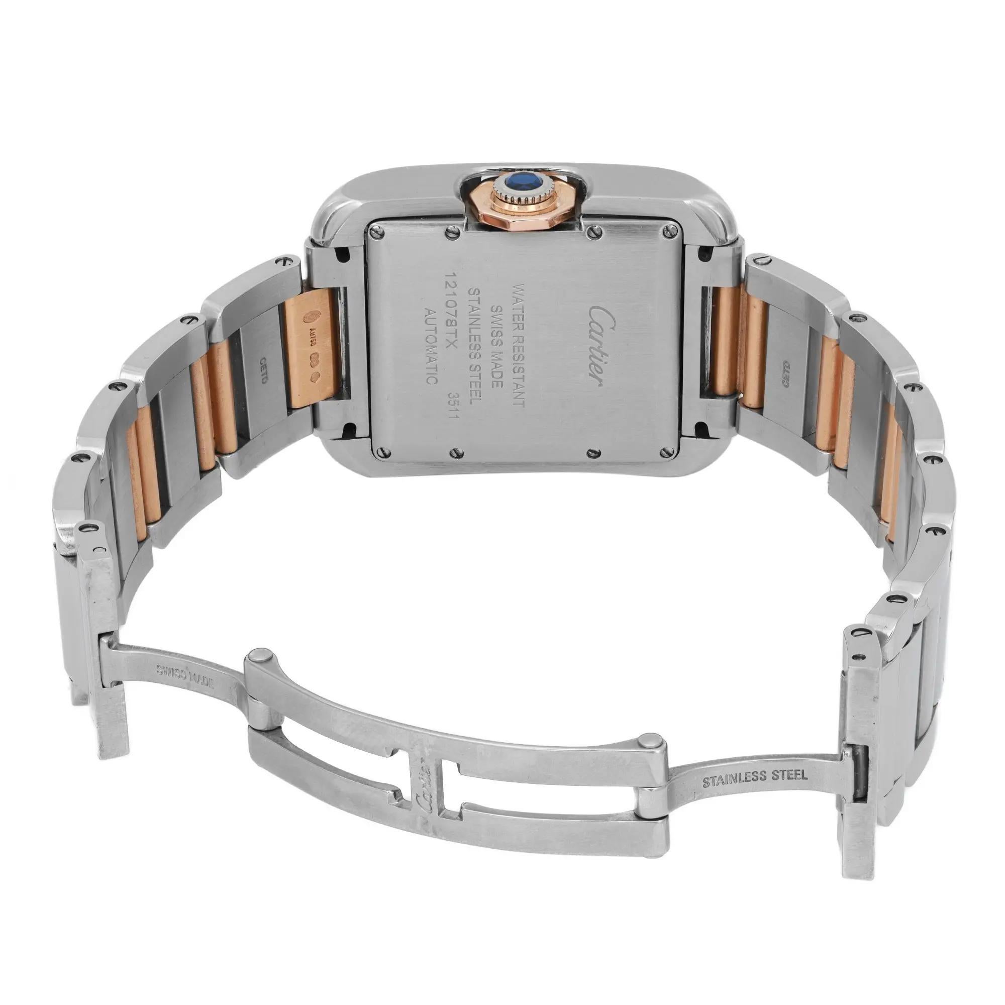 Cartier Tank Anglaise 18k Rose Gold Steel Silver Diamond Dial Ladies Watch 3511 1