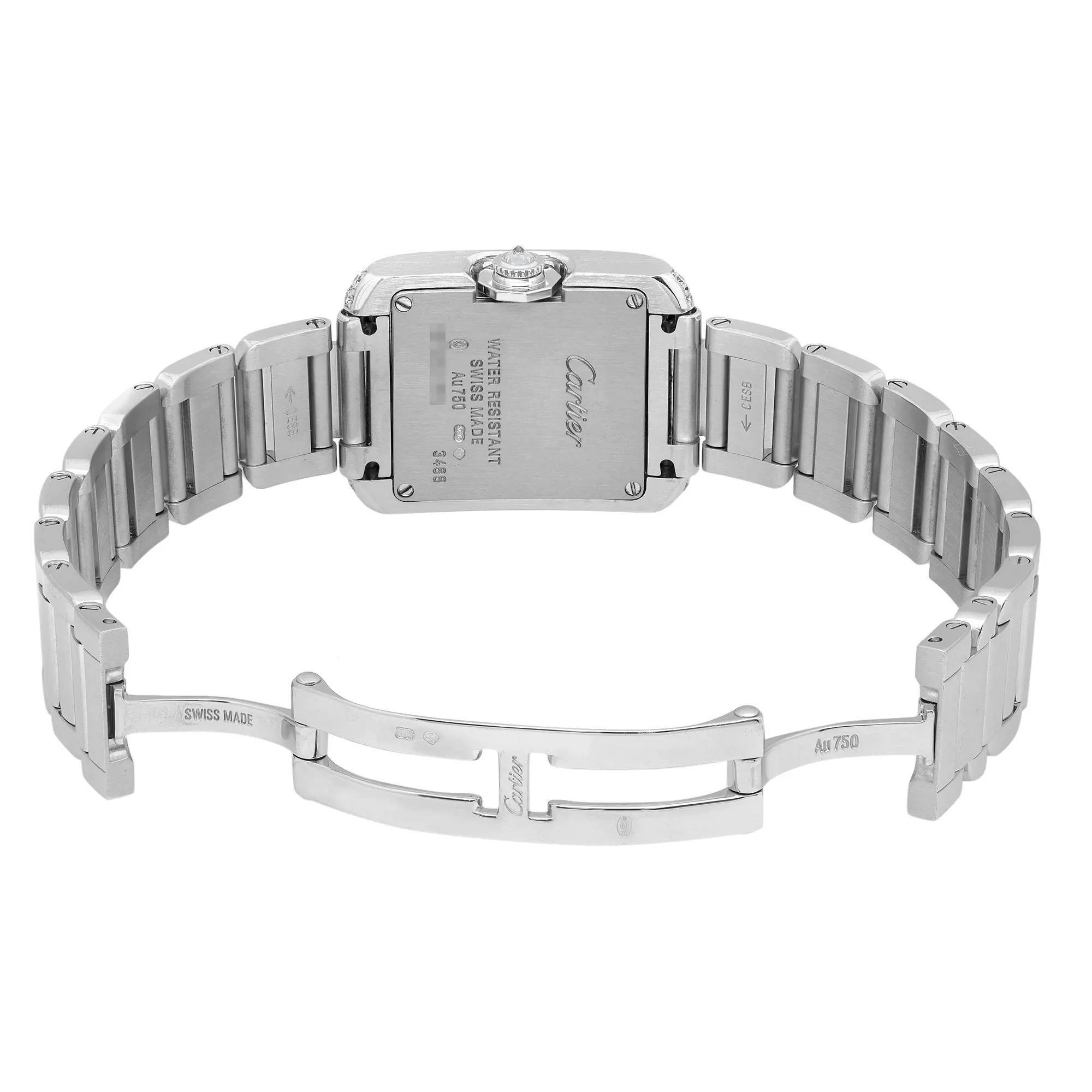 Women's Cartier Tank Anglaise 18k White Gold Diamond Silver Dial Quartz Watch WT100008