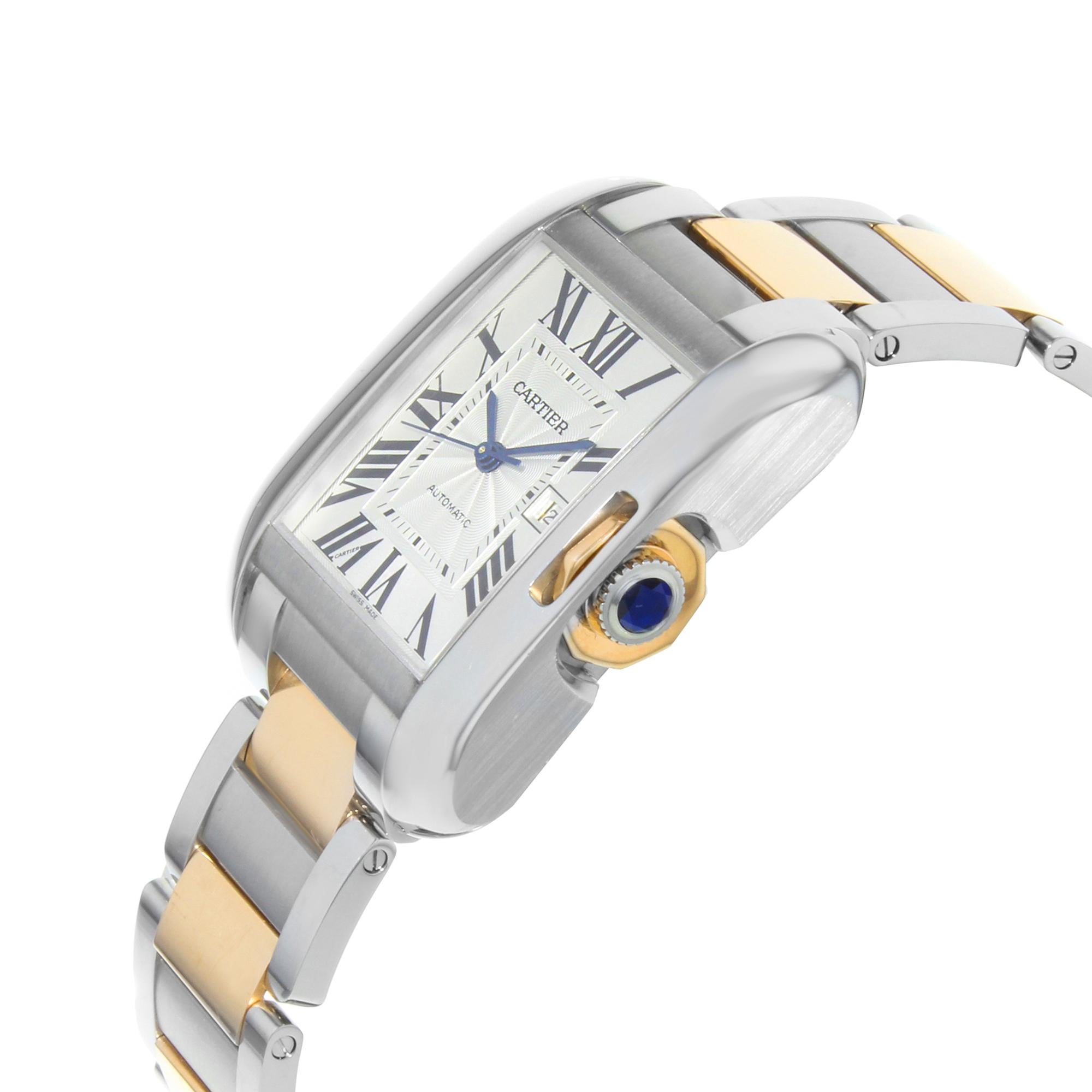 Cartier Tank Anglaise 18 Karat Yellow Gold Steel Automatic Unisex Watch W5310007 In Excellent Condition In New York, NY