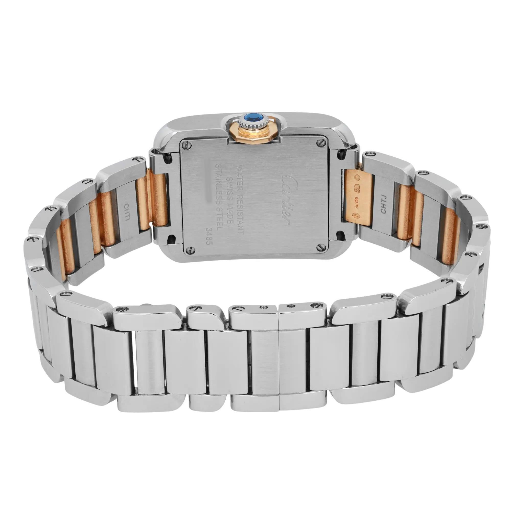 Cartier Tank Anglaise 18K Yellow Gold Steel Silver DIal Ladies Watch 3485 1