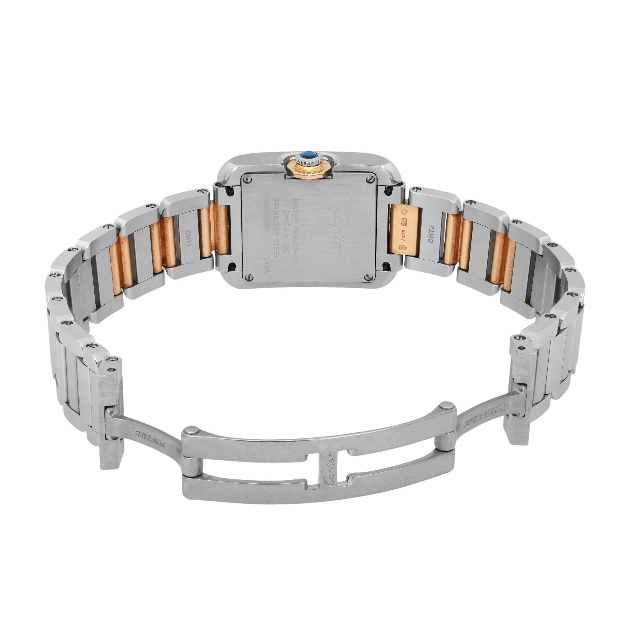 Cartier Tank Anglaise 18K Yellow Gold Steel Silver DIal Ladies Watch 3485 2