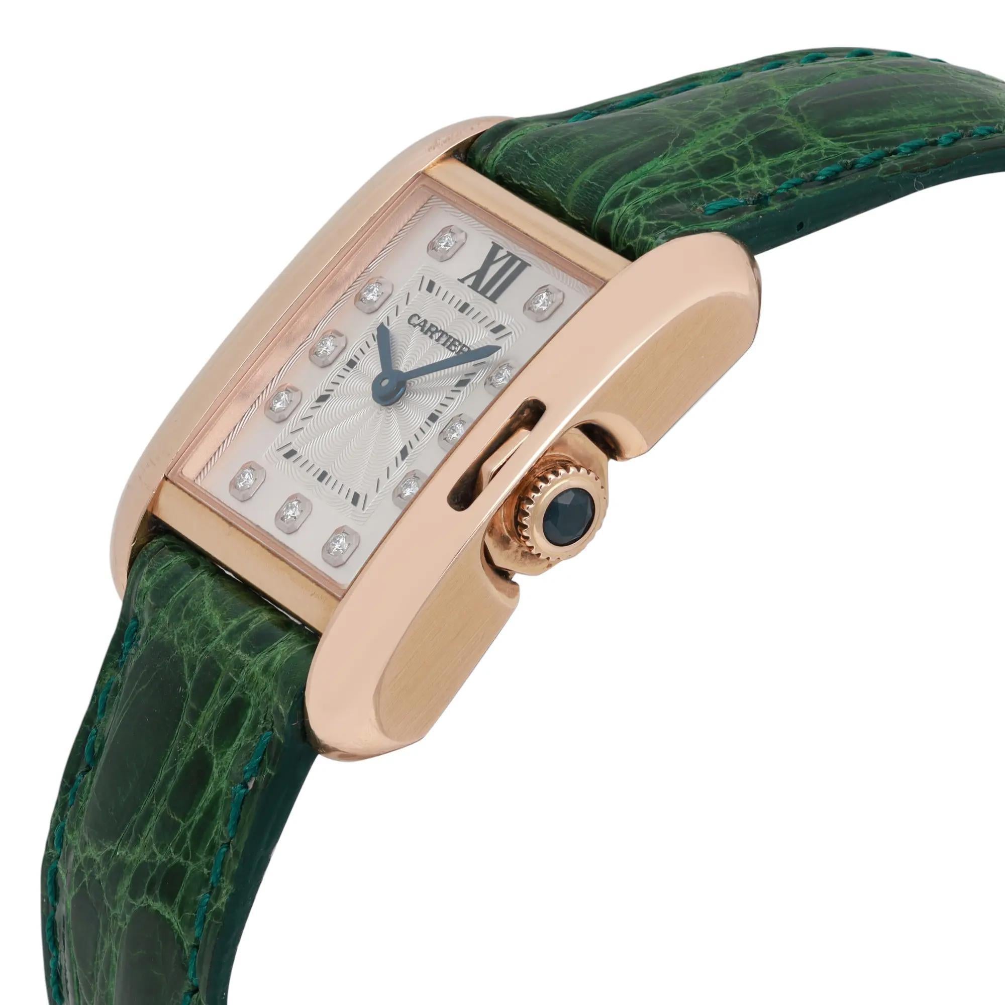 Cartier Tank Anglaise 22MM 18K Rose Gold Diamonds Watch 3580 WJTA0007 en Excelente estado para la venta en New York, NY
