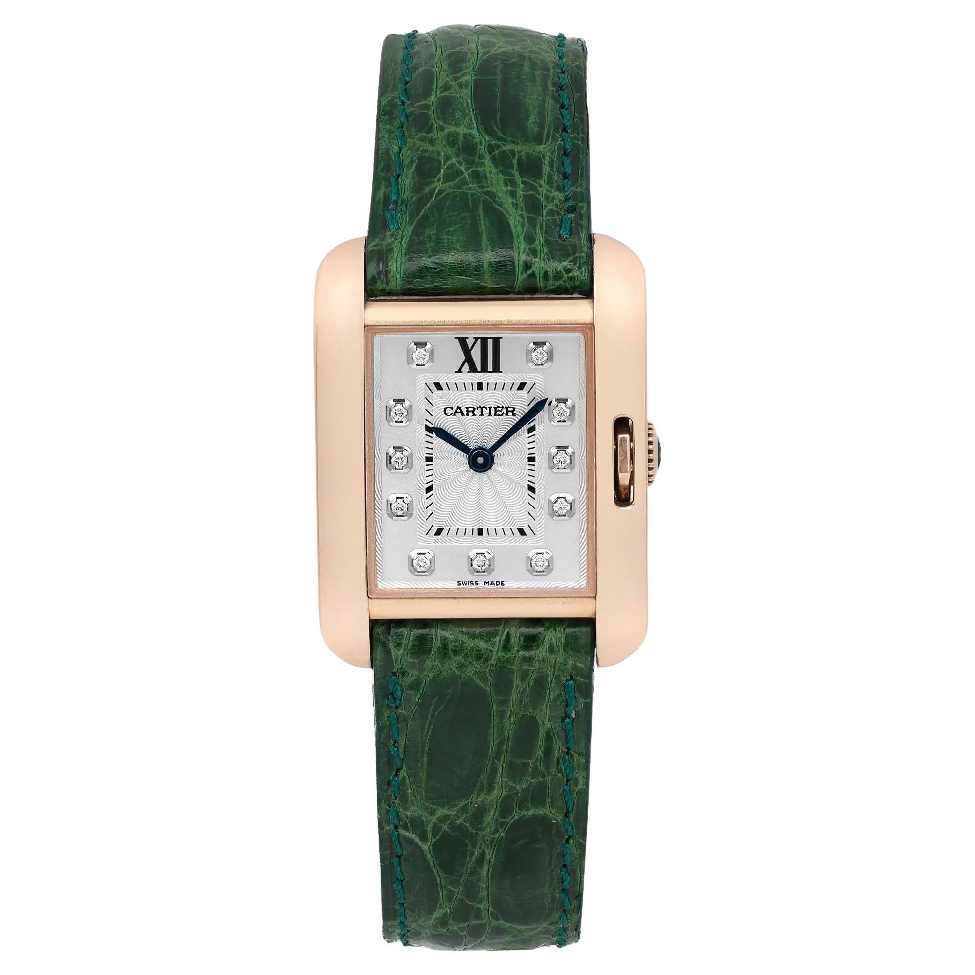 Cartier Tank Anglaise 22MM 18K Rose Gold Diamonds Watch 3580 WJTA0007
