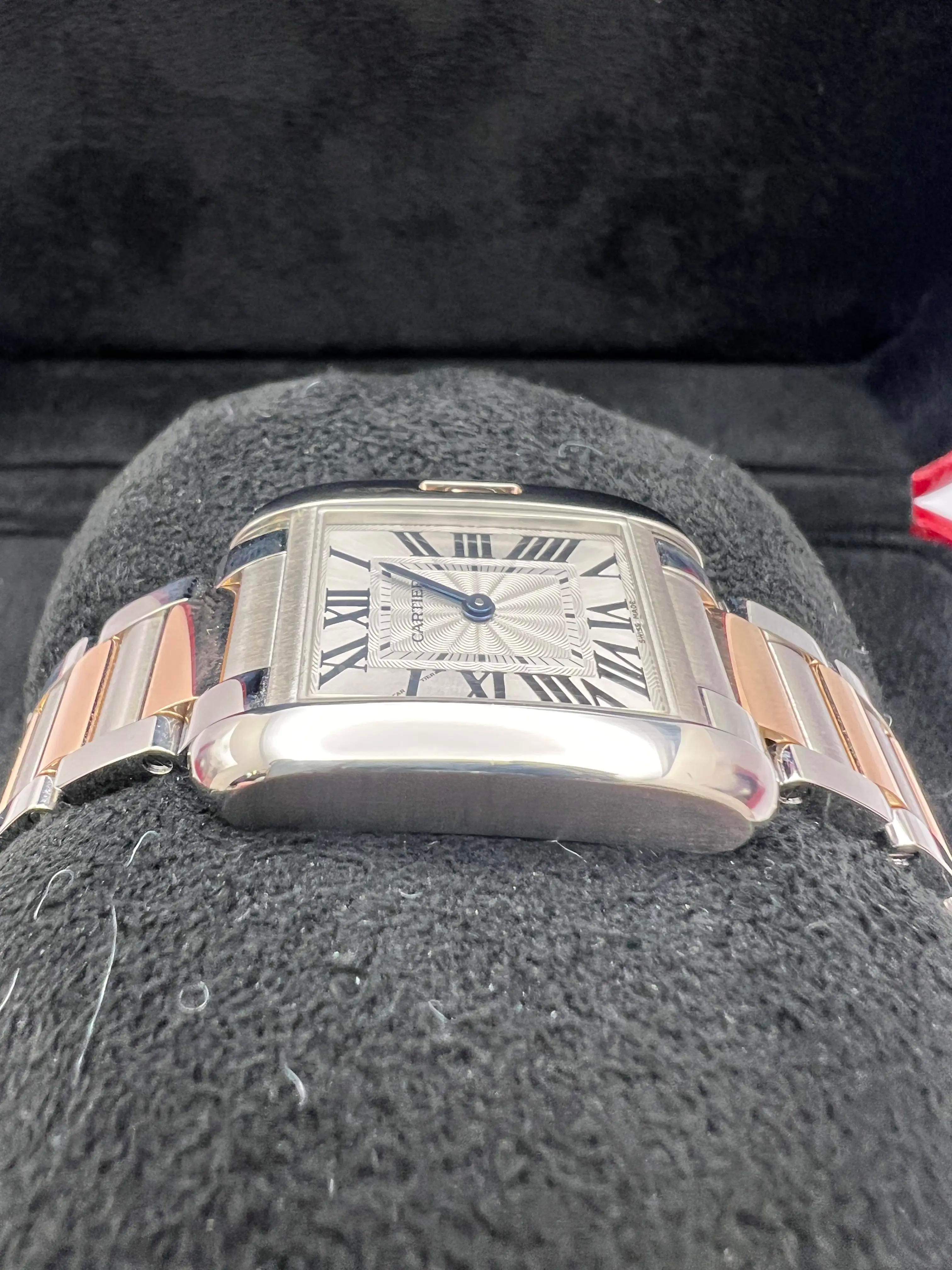 Cartier Tank Anglaise 31mm Quadrante Argento 18K Acciaio Rosa Orologio W5310036 in vendita 6