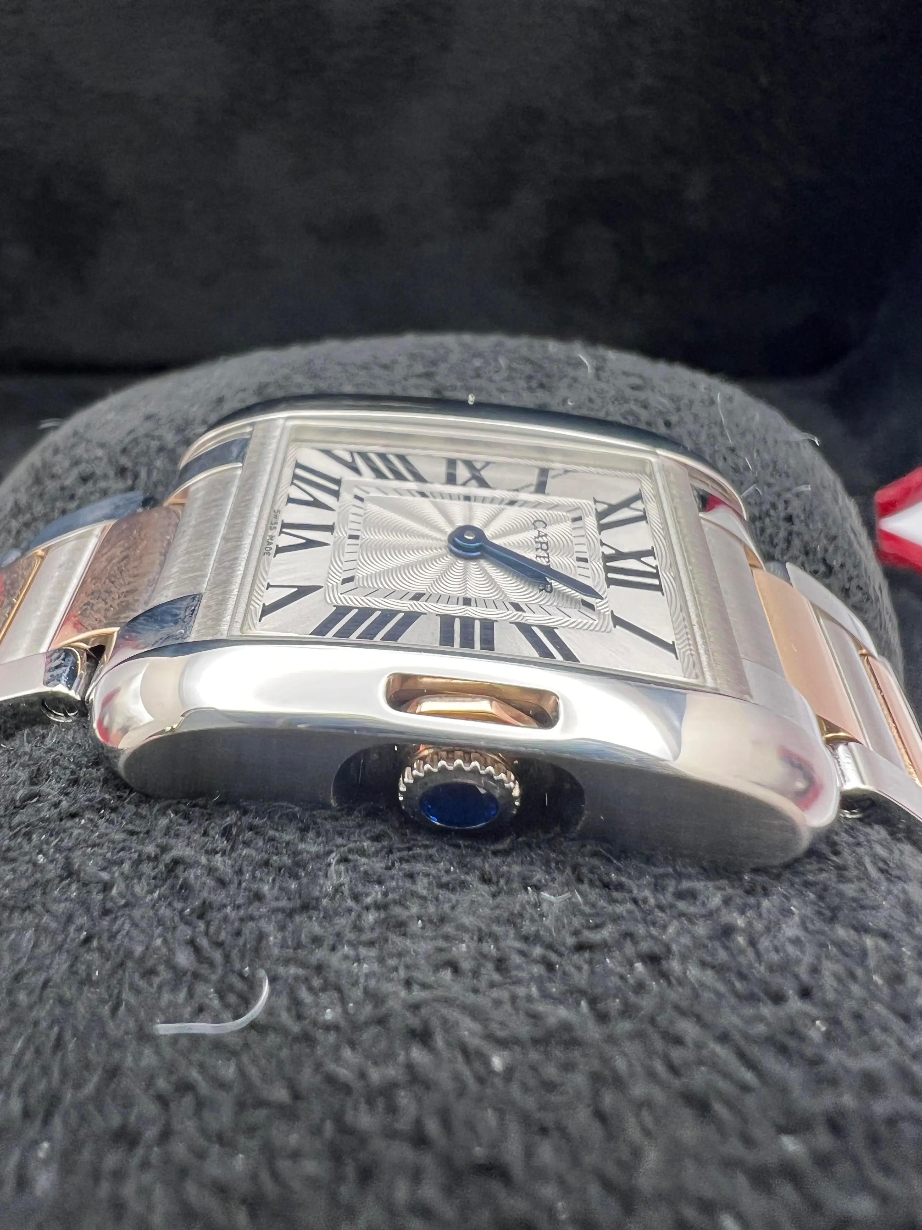 Cartier Tank Anglaise 31mm Quadrante Argento 18K Acciaio Rosa Orologio W5310036 in vendita 7