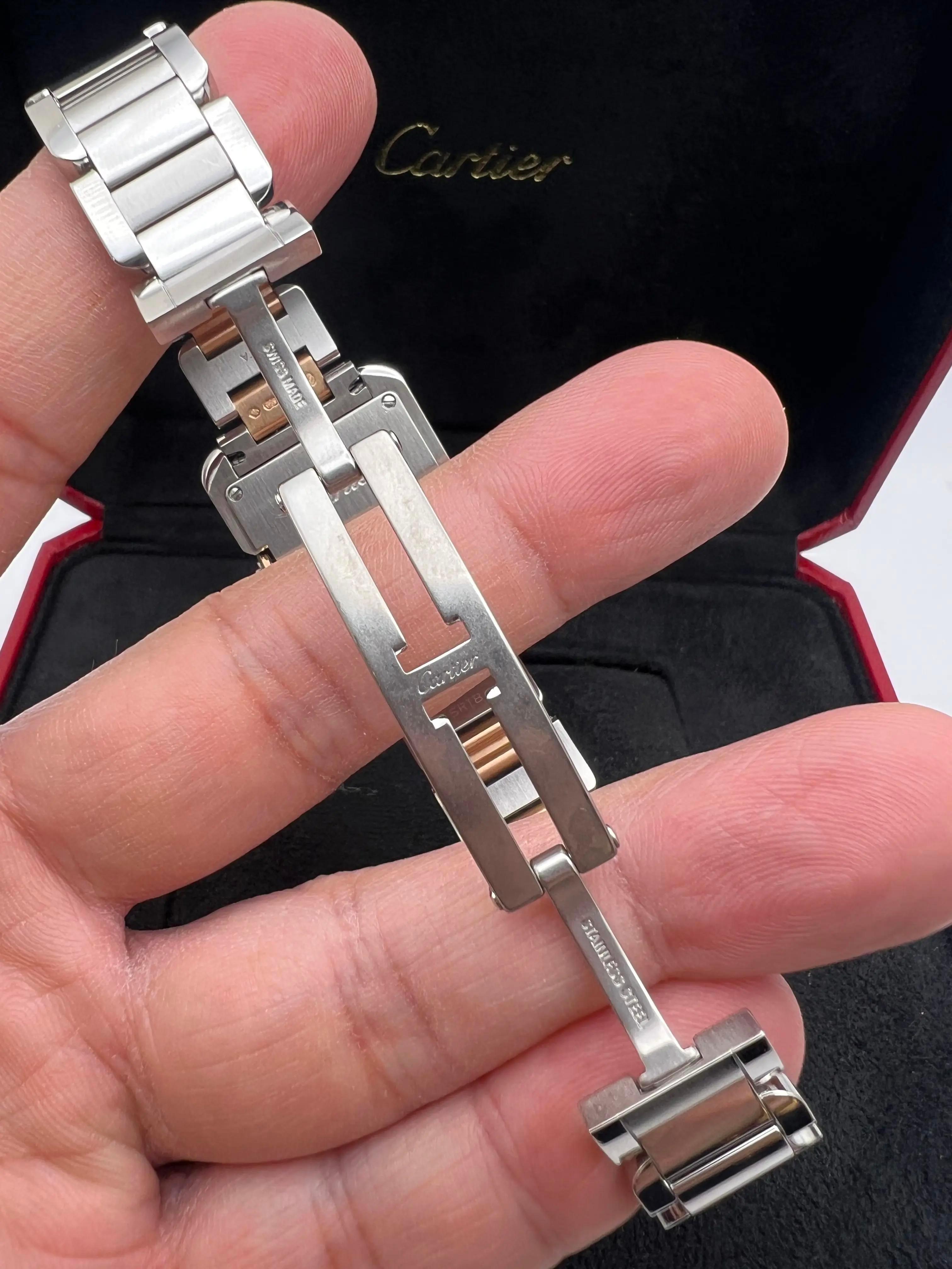 Cartier Tank Anglaise 31mm Quadrante Argento 18K Acciaio Rosa Orologio W5310036 in vendita 10