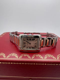 Cartier Tank Anglaise 31mm Silver Dial 18K Rose Steel Watch W5310036