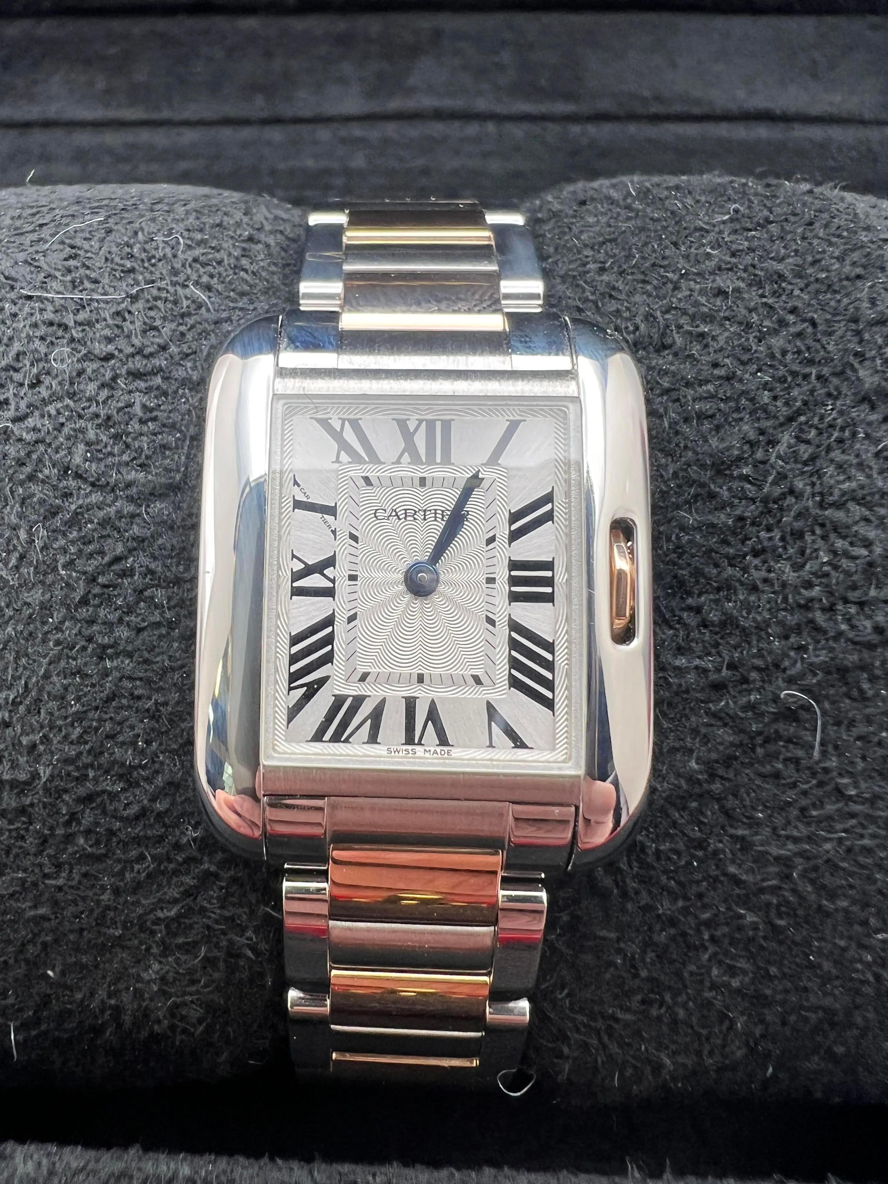 Cartier Tank Anglaise 31mm Quadrante Argento 18K Acciaio Rosa Orologio W5310036 In condizioni ottime in vendita a New York, NY