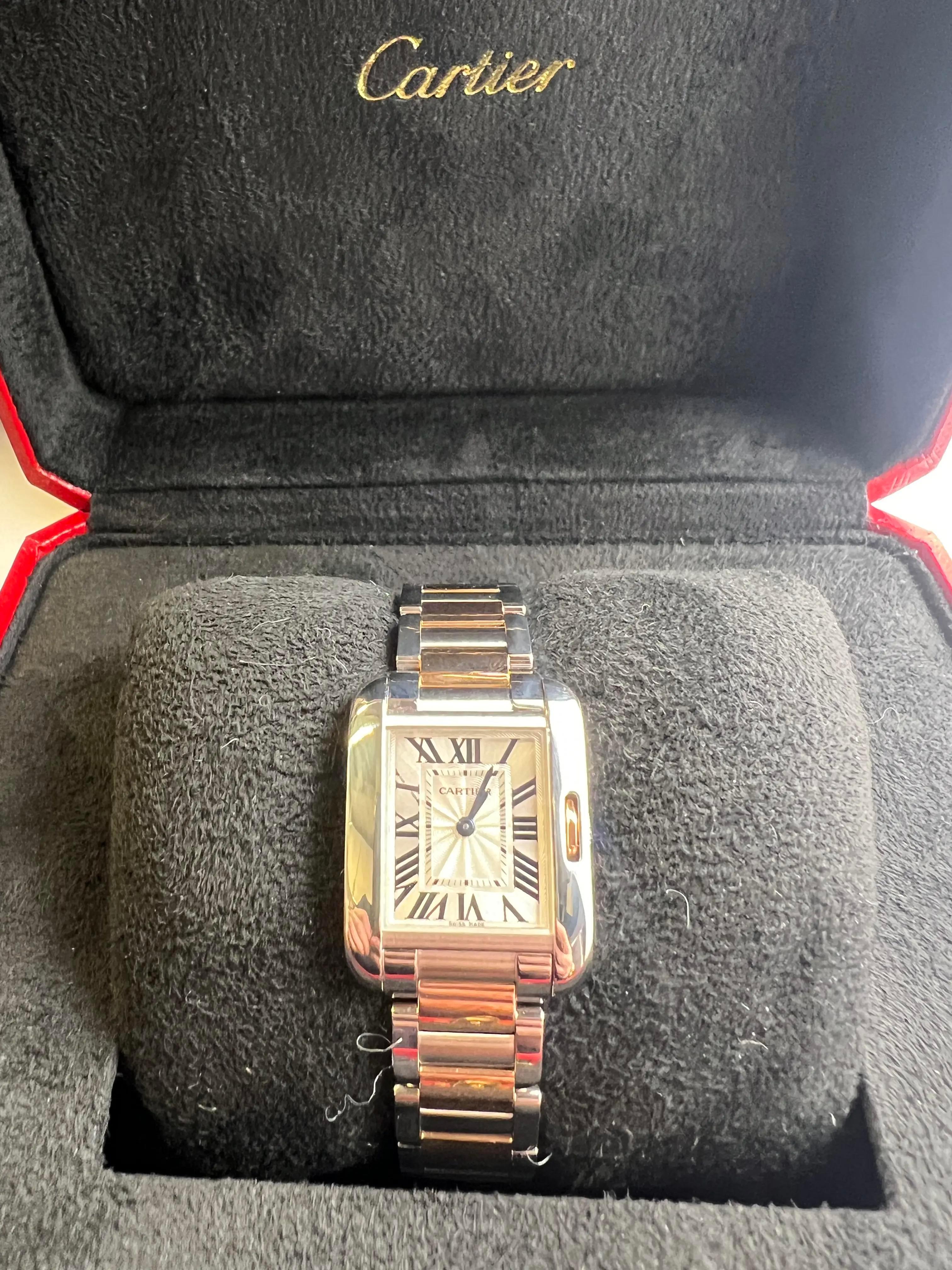 Donna Cartier Tank Anglaise 31mm Quadrante Argento 18K Acciaio Rosa Orologio W5310036 in vendita