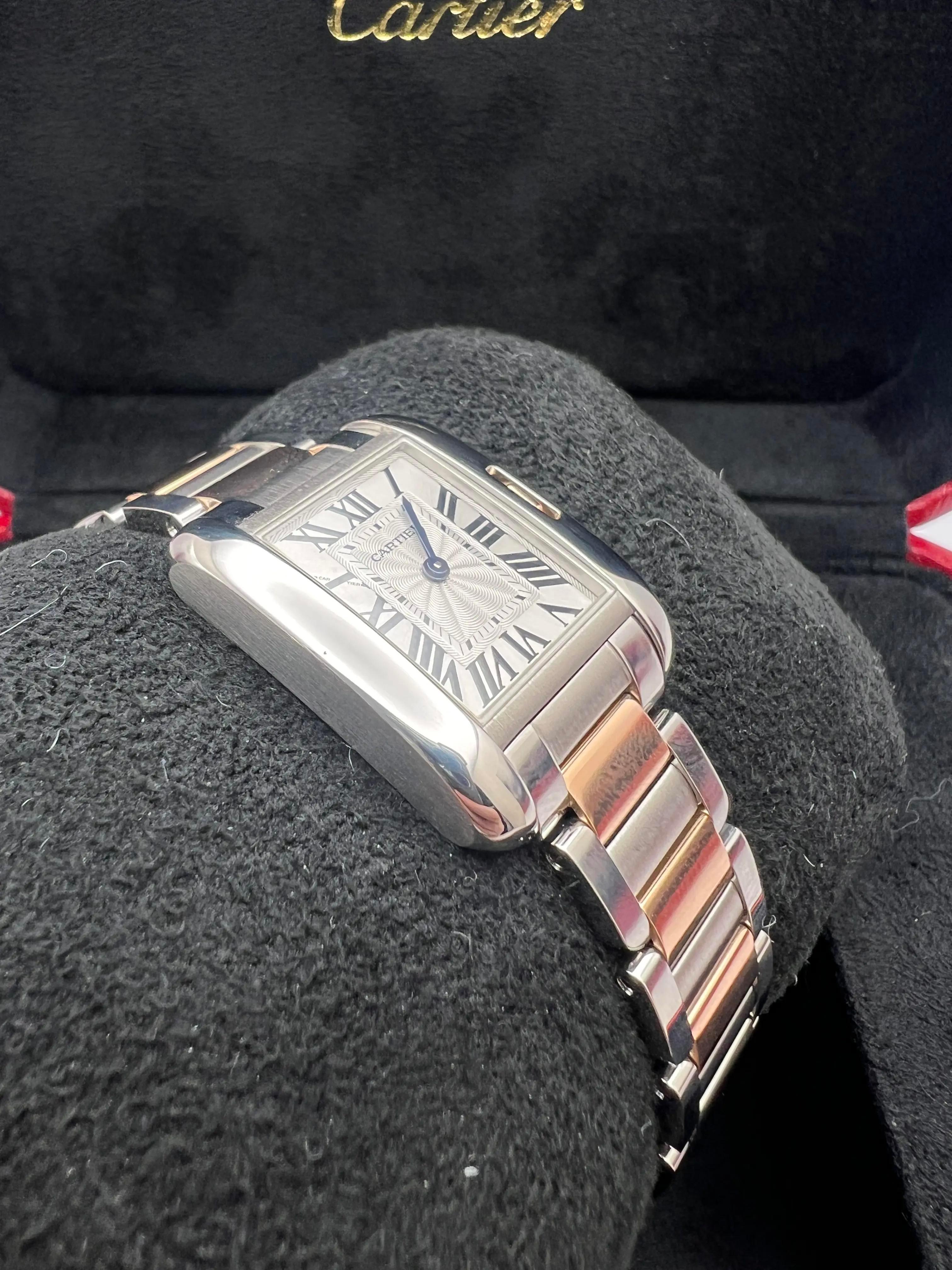 Cartier Tank Anglaise 31mm Quadrante Argento 18K Acciaio Rosa Orologio W5310036 in vendita 1