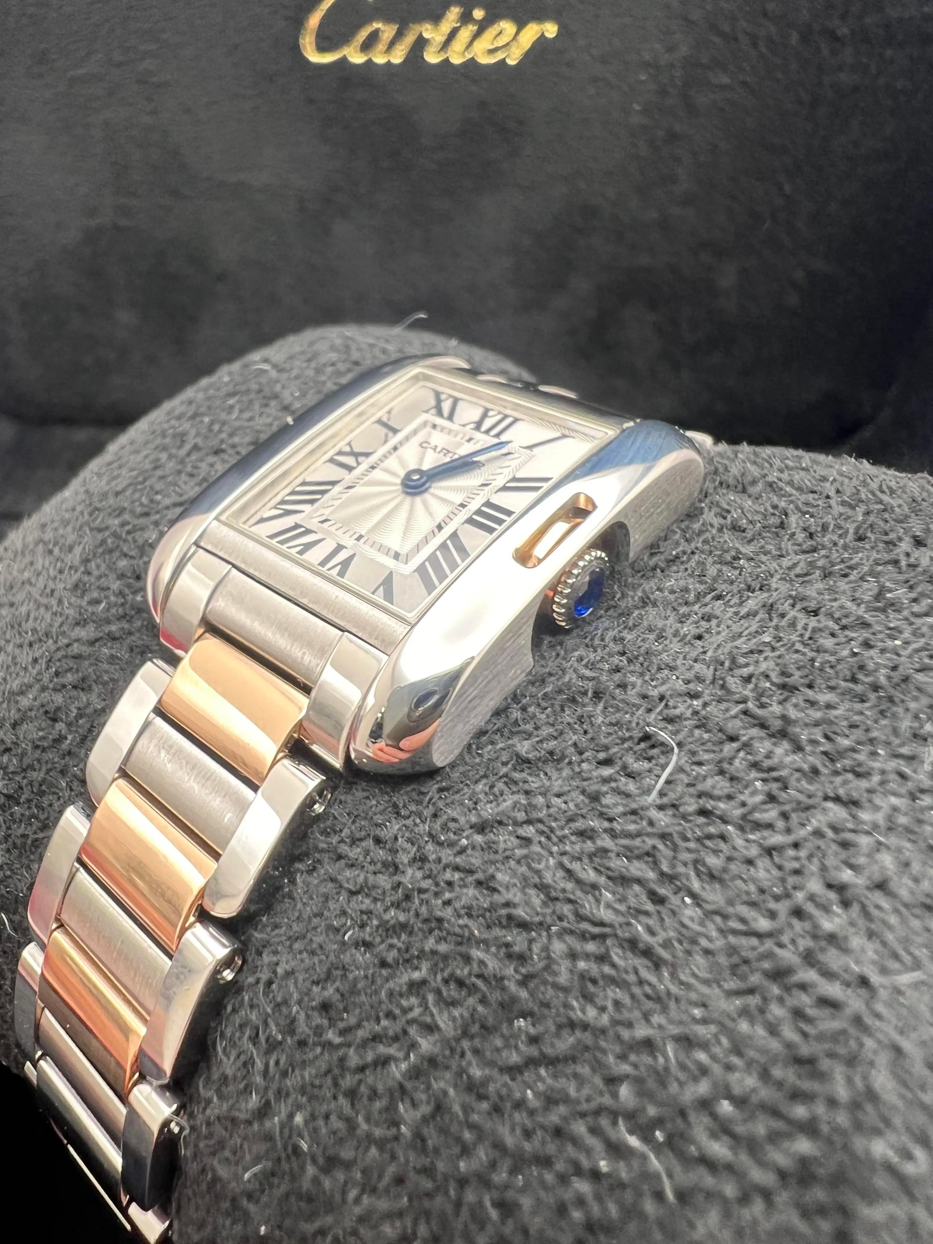Cartier Tank Anglaise 31mm Quadrante Argento 18K Acciaio Rosa Orologio W5310036 in vendita 3