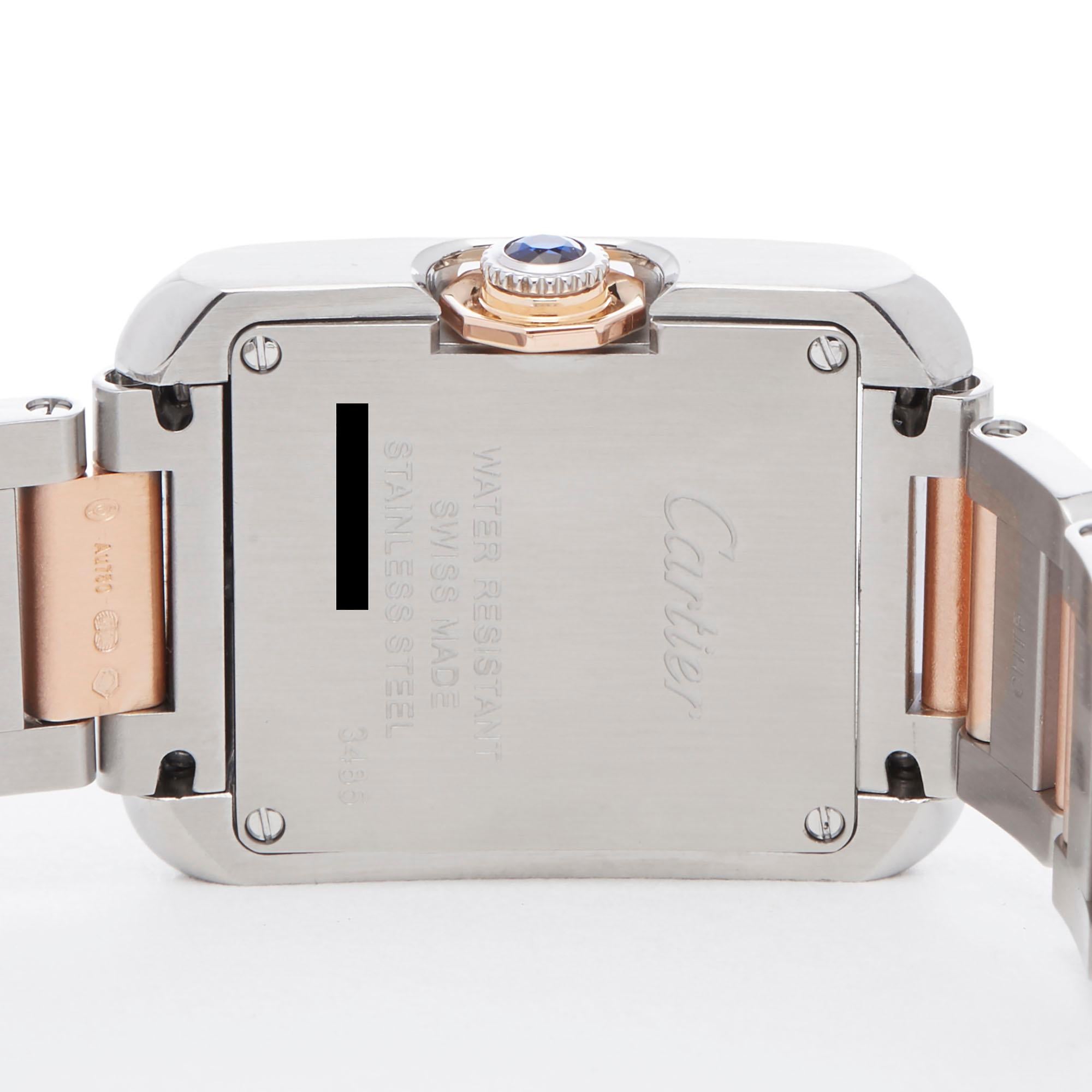 Cartier Tank Anglaise Diamond Stainless Steel and Rose Gold 3485 Wristwatch In Excellent Condition In Bishops Stortford, Hertfordshire