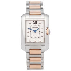 Cartier Tank Anglaise Diamant Montre-bracelet en acier inoxydable et or rose 3485