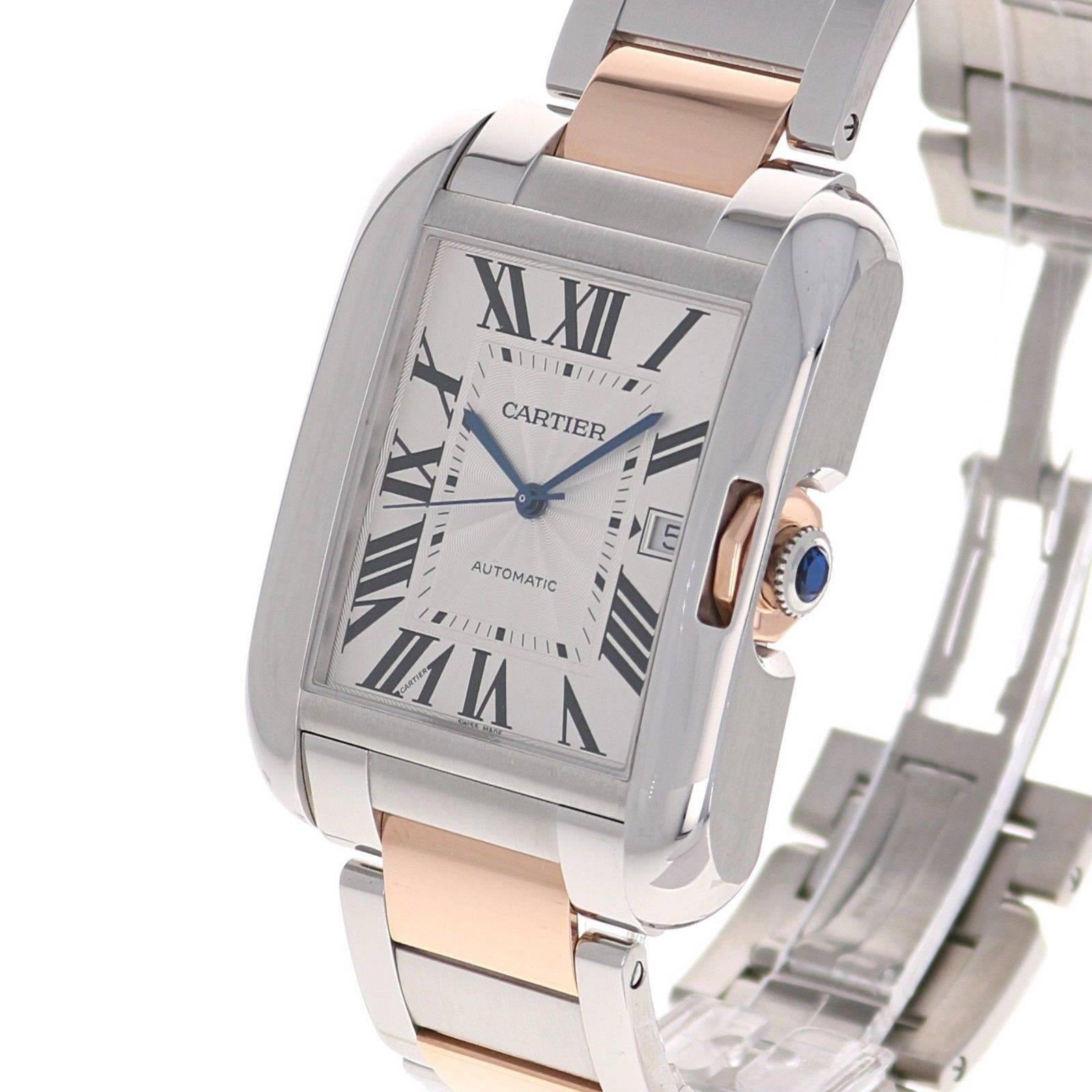 Cartier Rose Gold Tank Anglaise Extra Large Automatic Wristwatch In Excellent Condition In Los Angeles, CA
