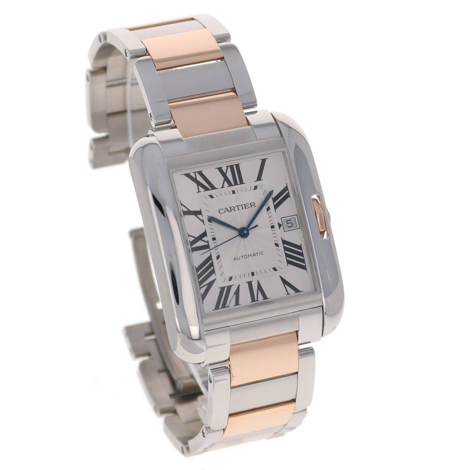 Women's or Men's Cartier Rose Gold Tank Anglaise Extra Large Automatic Wristwatch