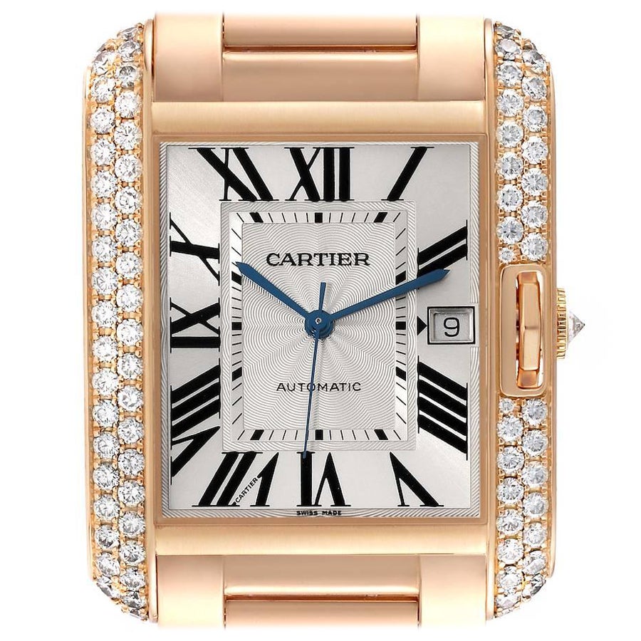 Cartier: 18 Karat Roségold Diamantuhr Tank Anglaise, WT100004, Schachtel mit Papieren im Angebot