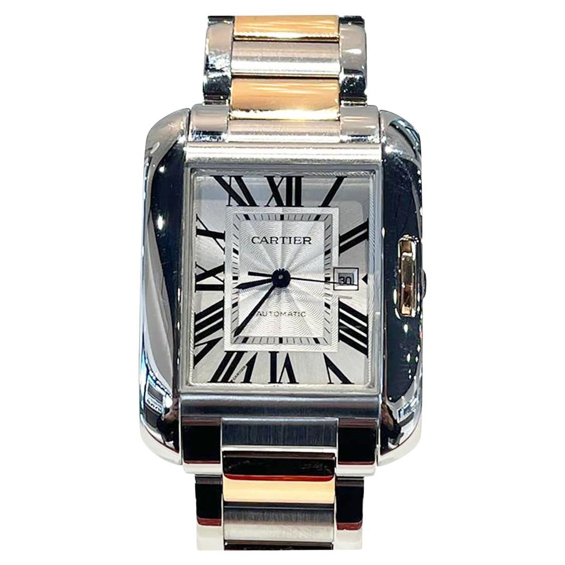 Cartier Tank Anglaise Large Steel 18K Rose Gold Watch  REF W5310007