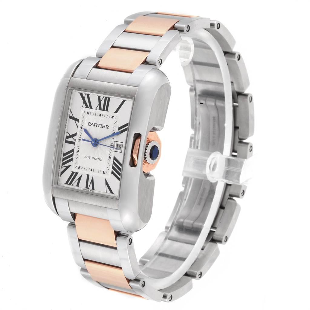 Women's or Men's Cartier Tank Anglaise Large Steel 18 Karat Rose Gold Watch W5310007 Box For Sale