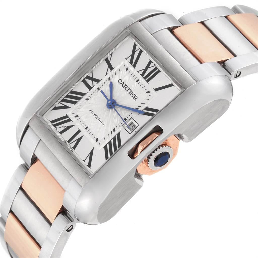 Cartier Tank Anglaise Large Steel 18 Karat Rose Gold Watch W5310007 Box For Sale 2