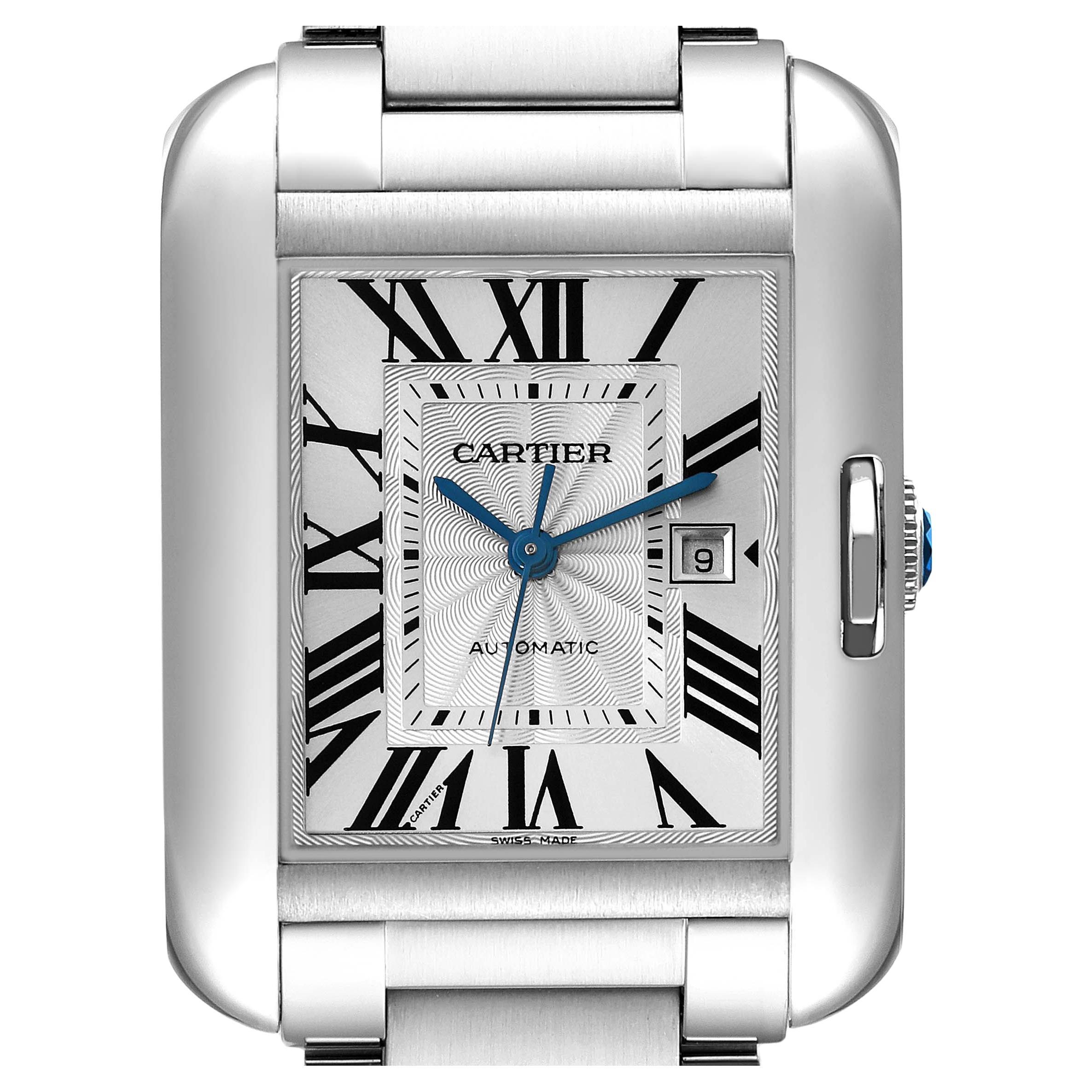 Cartier Tank Anglaise Large Steel Automatic Mens Watch W5310009