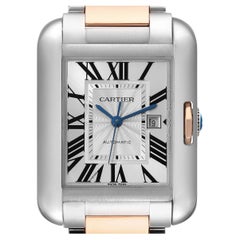Cartier, grande montre Tank Anglaise en acier et or rose pour hommes W5310037