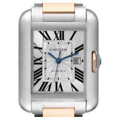 Cartier Tank Anglaise Large Steel Rose Gold Mens Watch W5310037