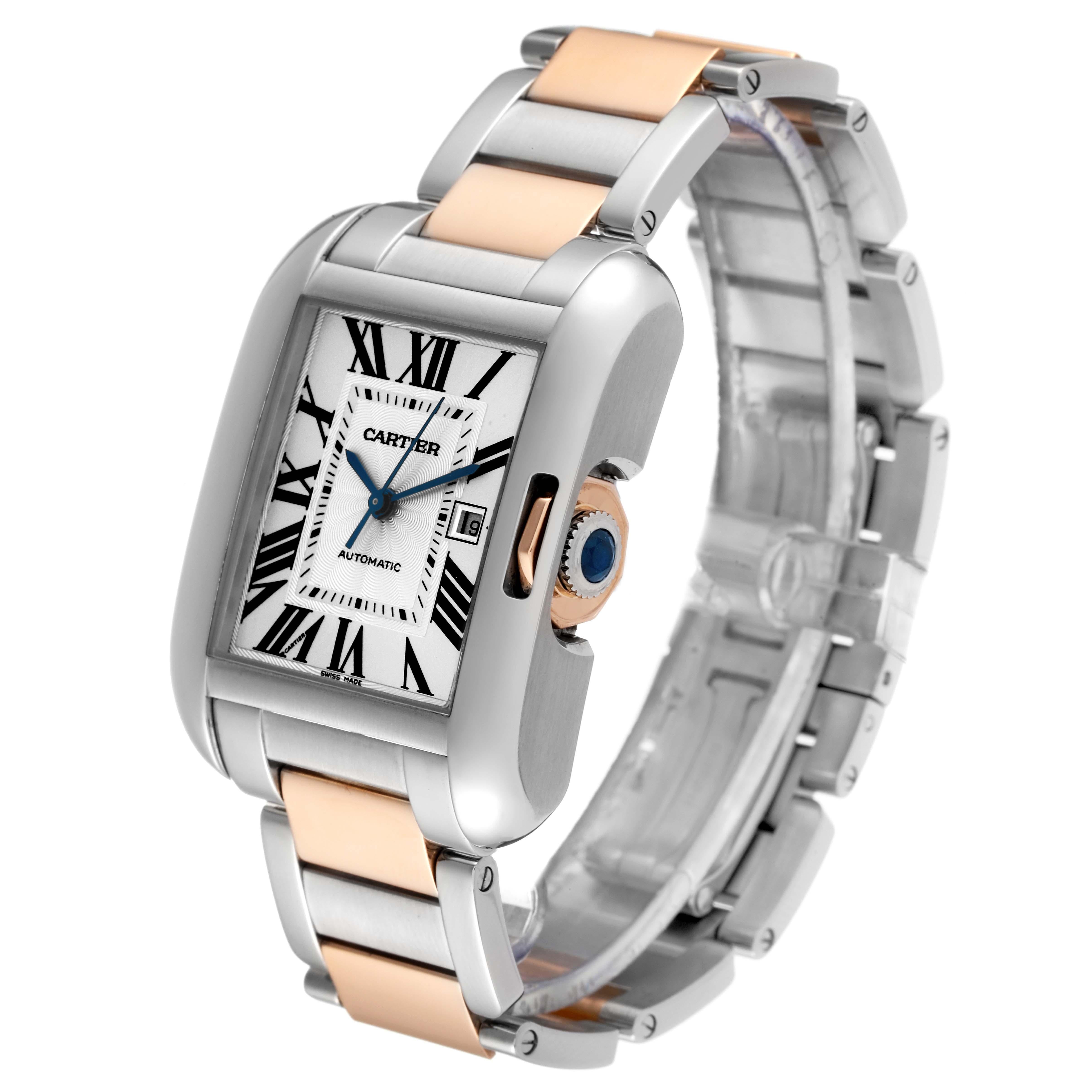 Cartier Tank Anglaise Large Steel Rose Gold Mens Watch W5310037 Papers In Excellent Condition In Atlanta, GA