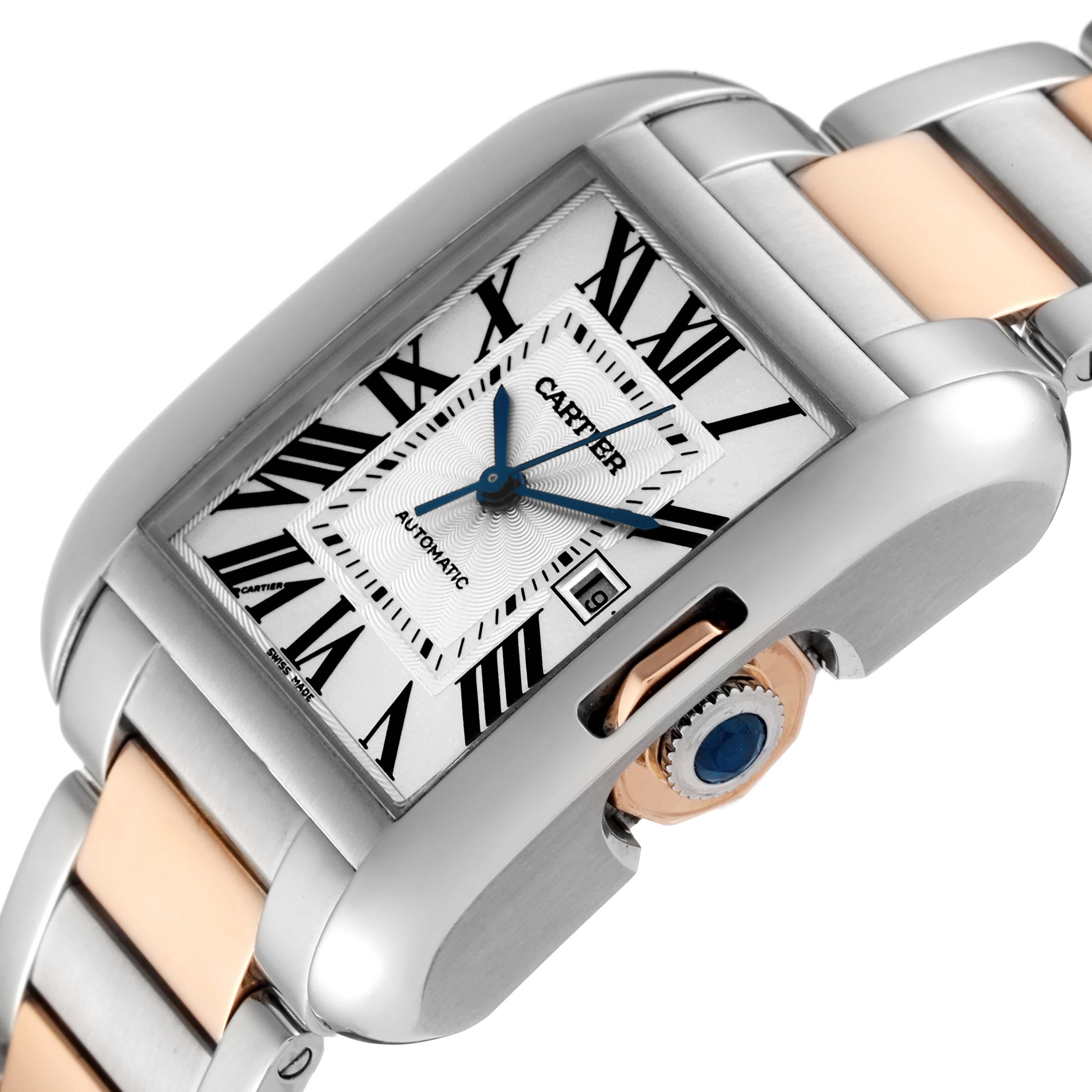 Men's Cartier Tank Anglaise Large Steel Rose Gold Mens Watch W5310037 Papers