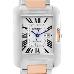 Cartier Tank Anglaise Large Steel Rose Gold Watch W5310007 Box Papers