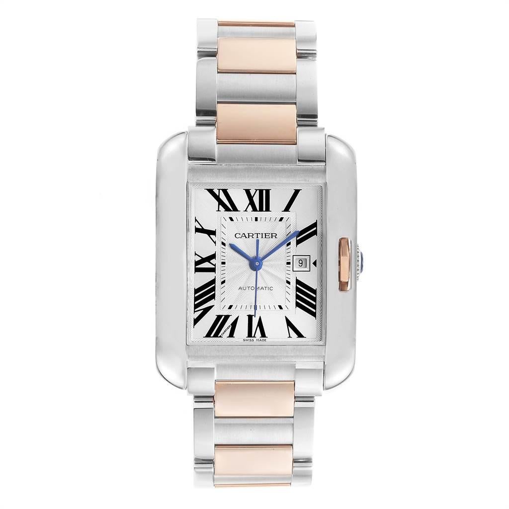 Cartier Tank Anglaise Large Steel Rose Gold Watch W5310007 Unworn In Excellent Condition In Atlanta, GA