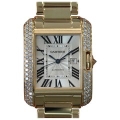 Cartier Tank Anglaise Medium 18 Karat Yellow Gold with Diamonds