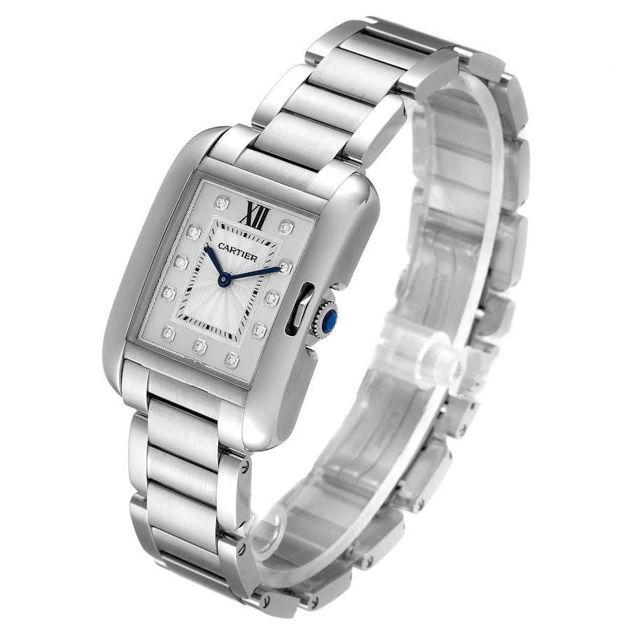 Women's Cartier Tank Anglaise Medium Steel Diamond Ladies Watch W4TA0004 Unworn For Sale