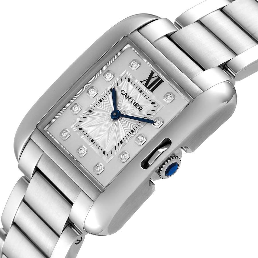 Cartier Tank Anglaise Medium Steel Diamond Ladies Watch W4TA0004 Unworn For Sale 1