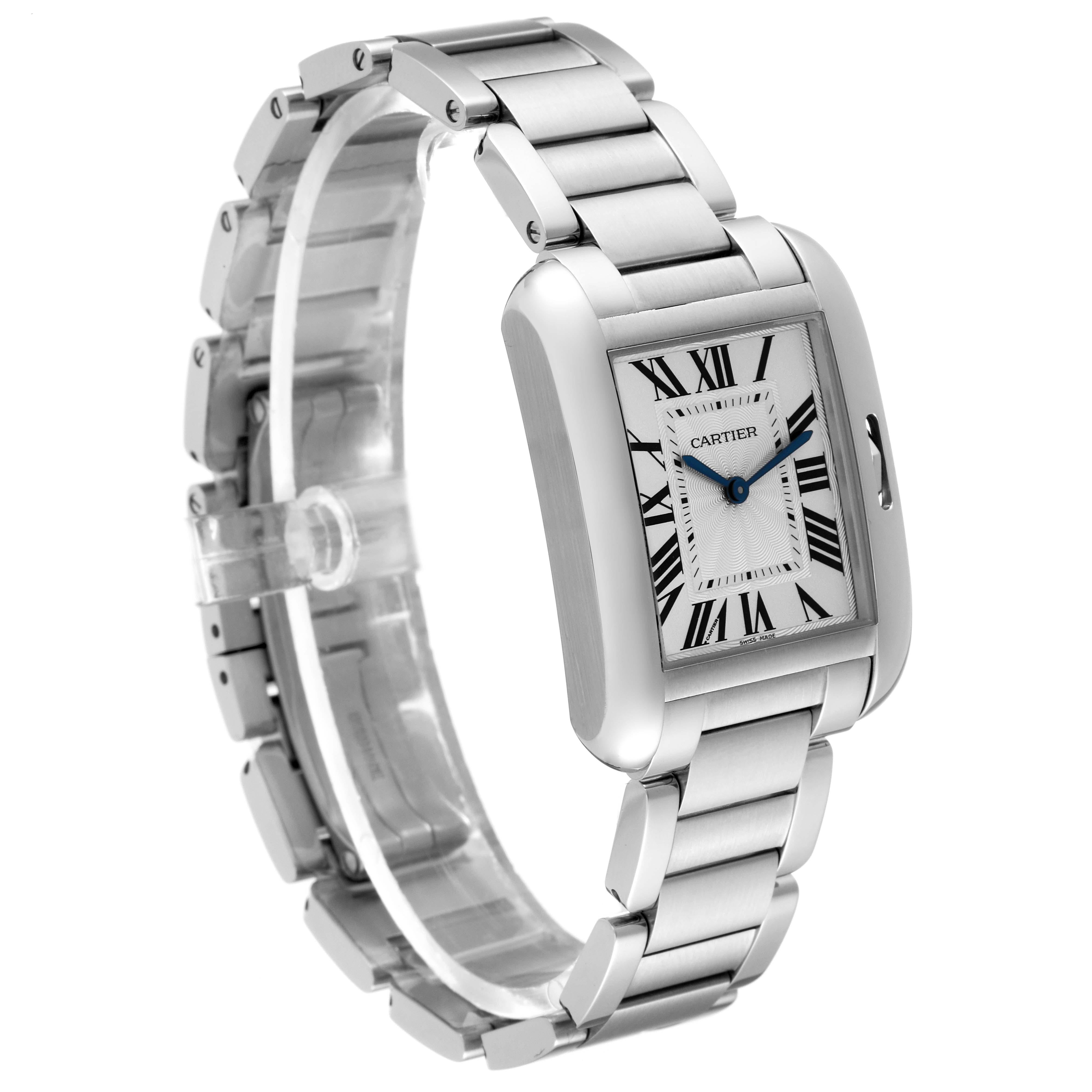 Cartier Tank Anglaise Midsize Steel Ladies Watch W5310044 Box Card In Excellent Condition For Sale In Atlanta, GA