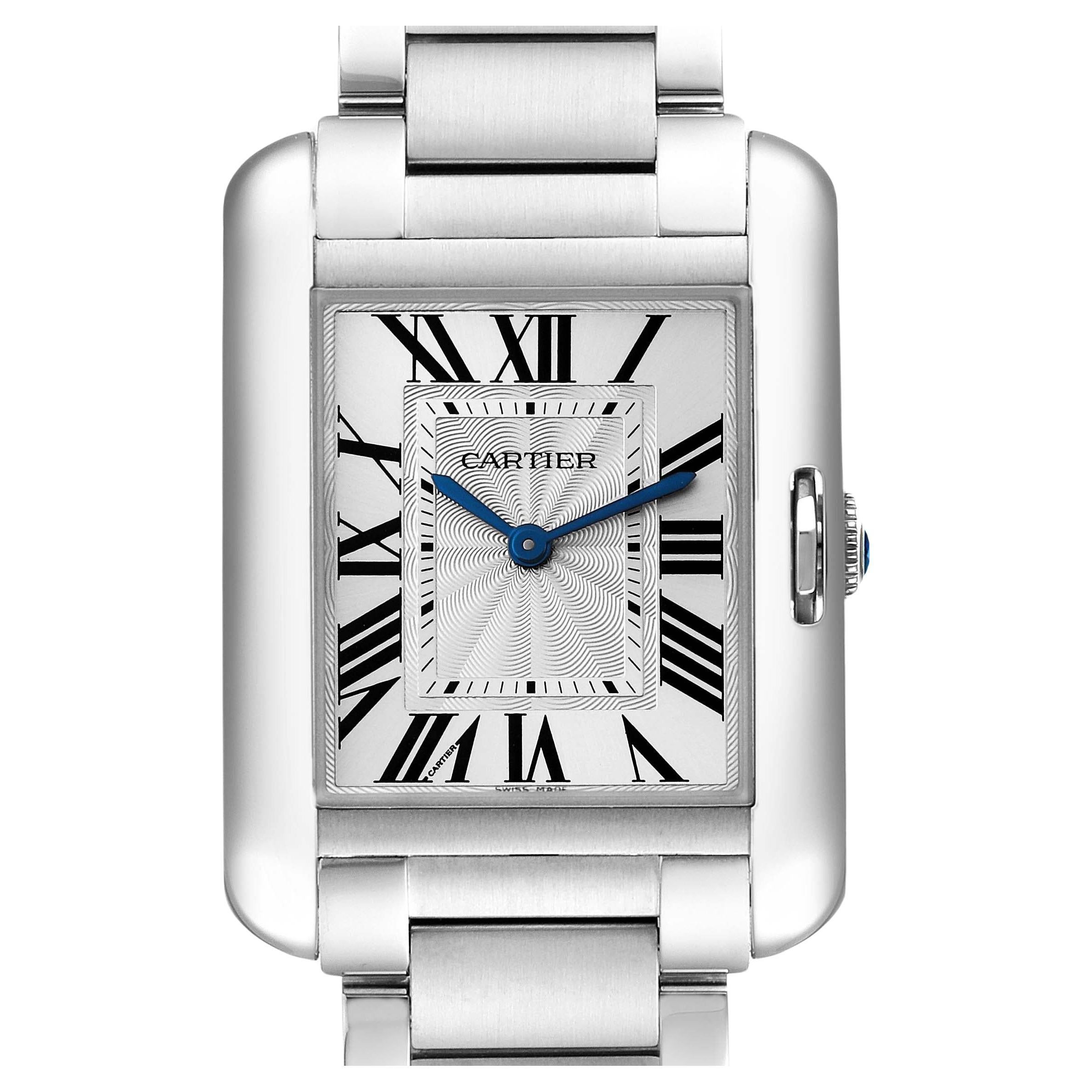 Cartier Tank Anglaise Midsize Steel Ladies Watch W5310044 Box Card For Sale