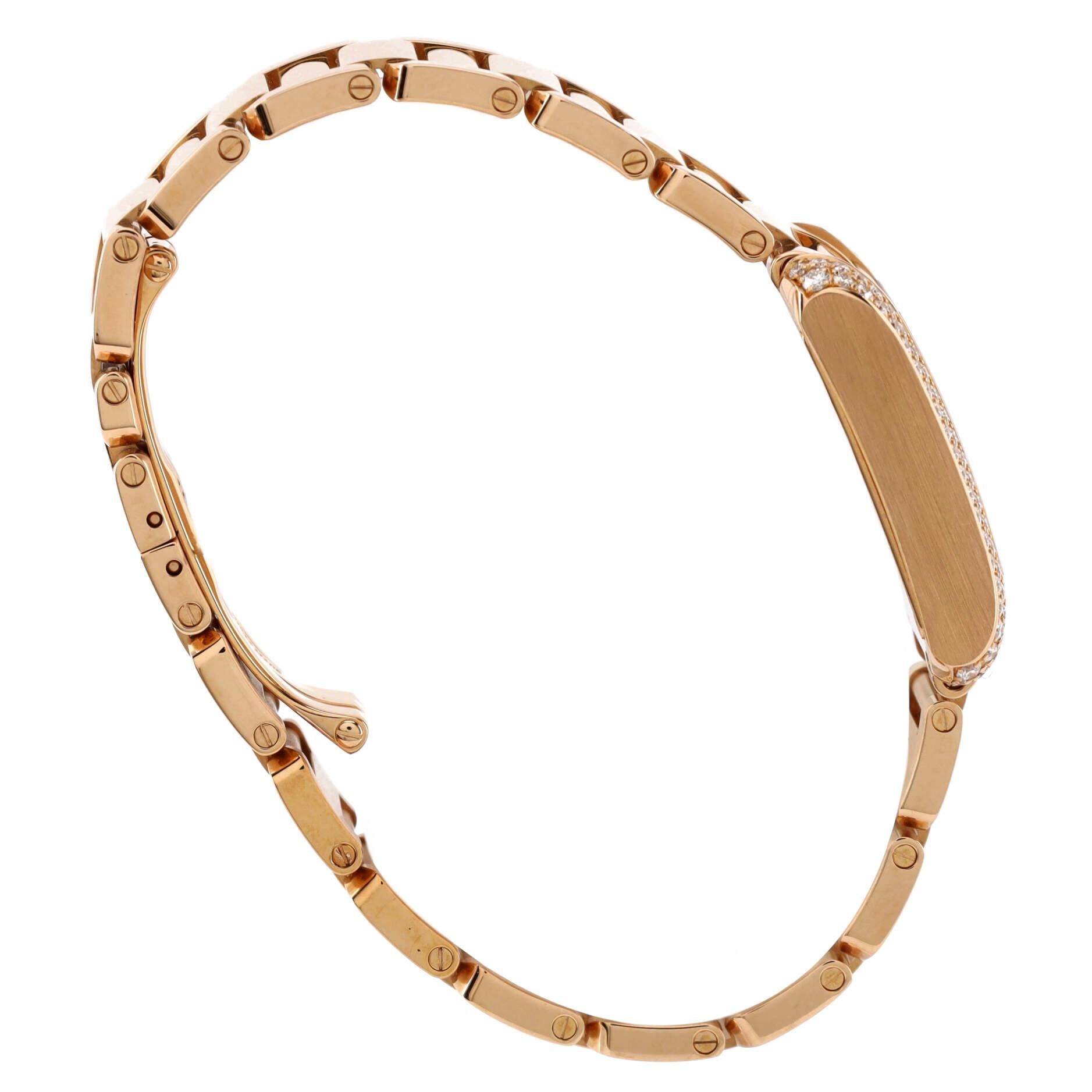 Cartier Tank Anglaise Quartz Watch Rose Gold with Diamond Bezel 23 In Good Condition In New York, NY