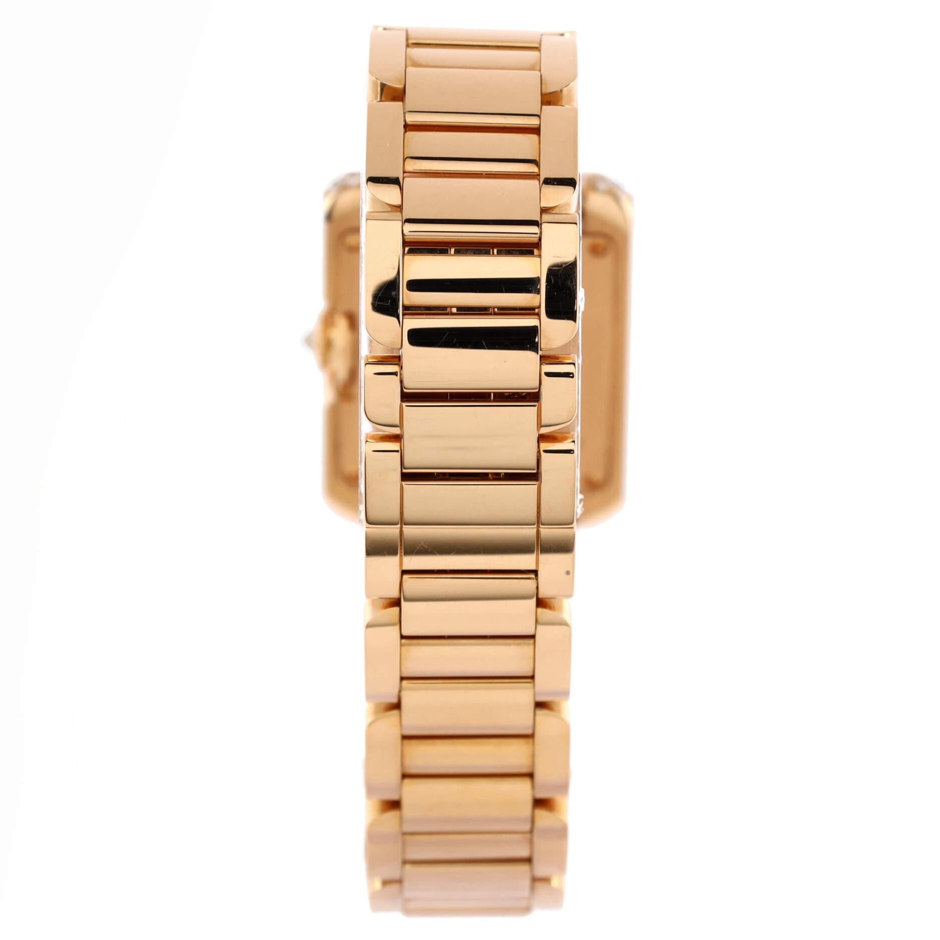 Women's Cartier Tank Anglaise Quartz Watch Rose Gold with Diamond Bezel 23